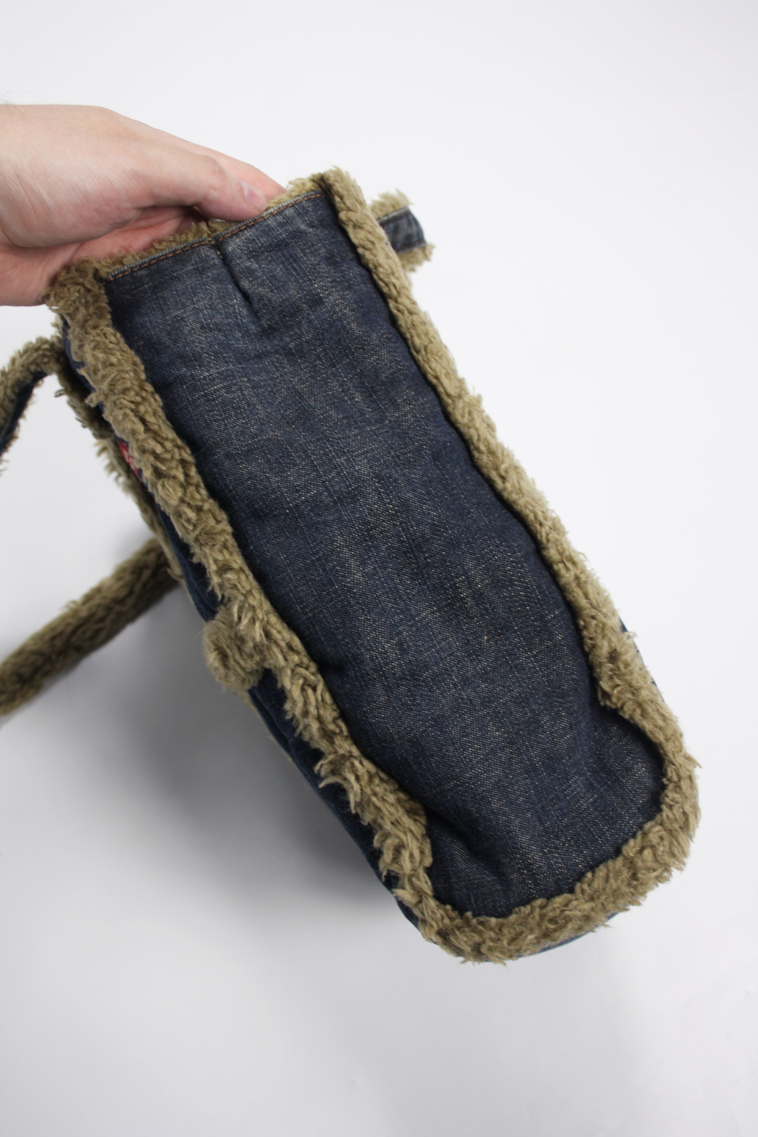 Miss Sixty Miss Sixty Y2K Denim Faux Fur Shoulder Tote Square Bag Size ONE SIZE - 6 Thumbnail
