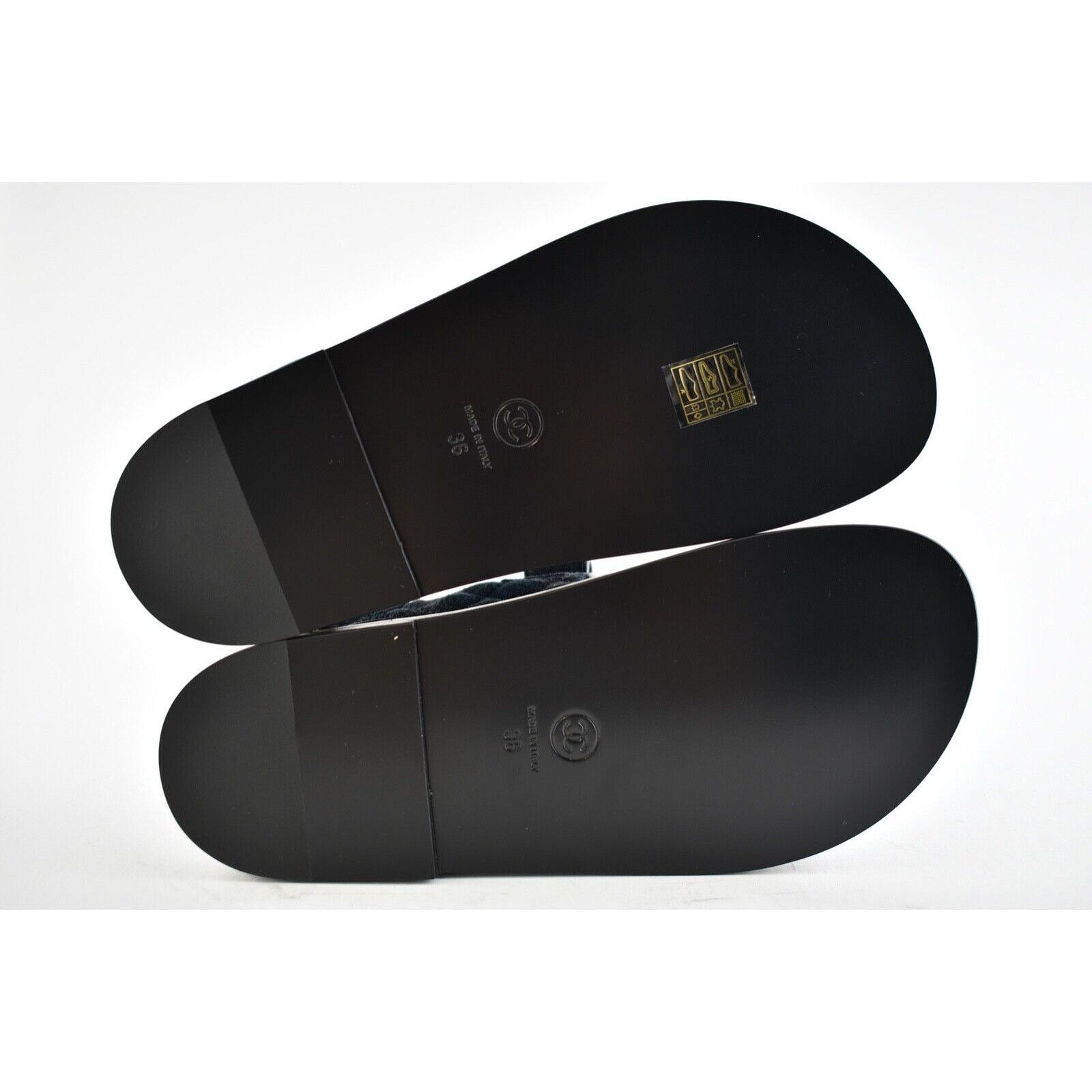 Chanel Chanel 21A Blue Black Grey Denim CC Logo Mule Slide Strap Size US 6 / IT 36 - 12 Thumbnail