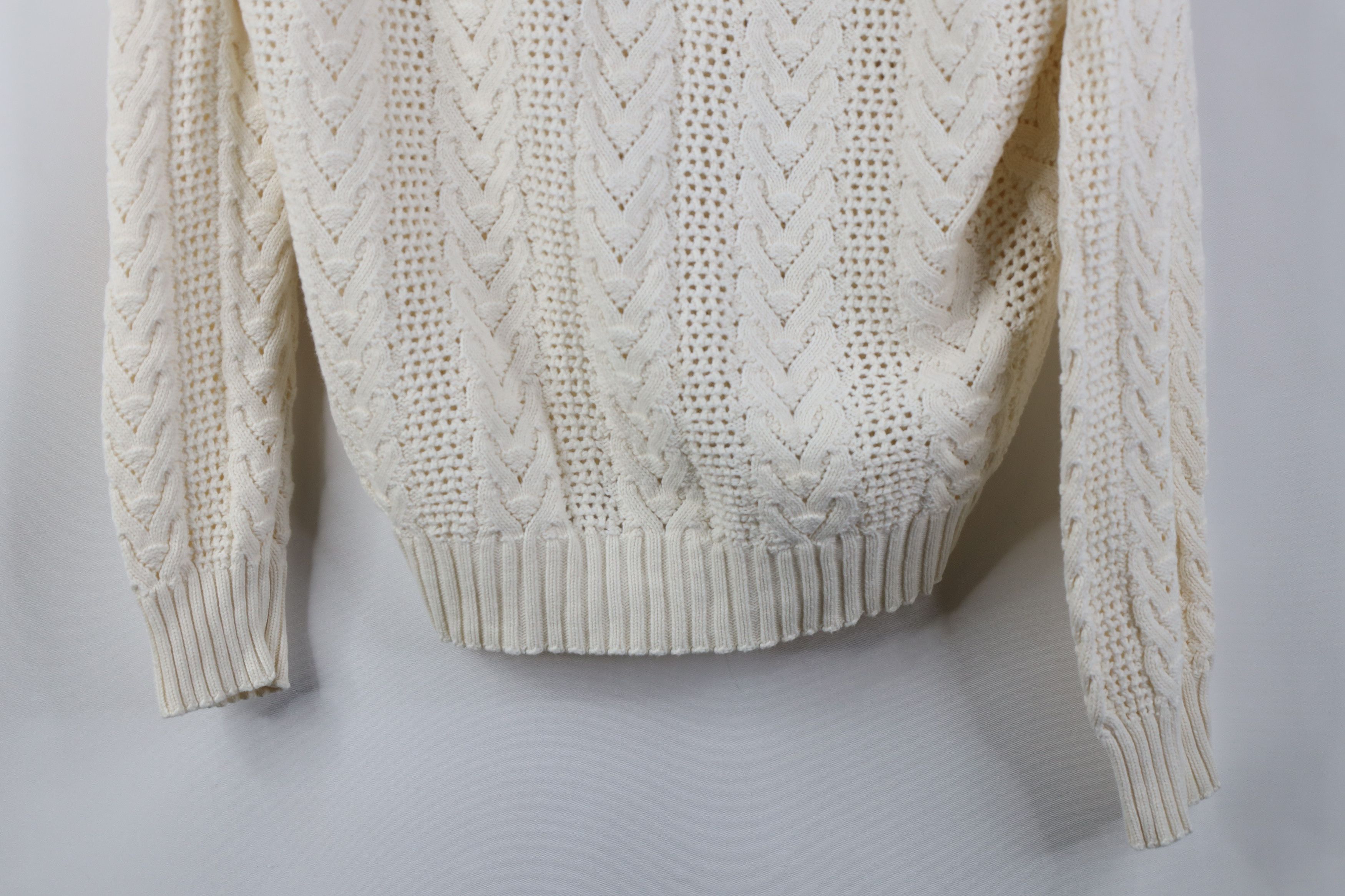 Vintage Vintage 90s Y2K Babydoll Crochet Ribbed Knit Sweater White Size M / US 6-8 / IT 42-44 - 3 Thumbnail