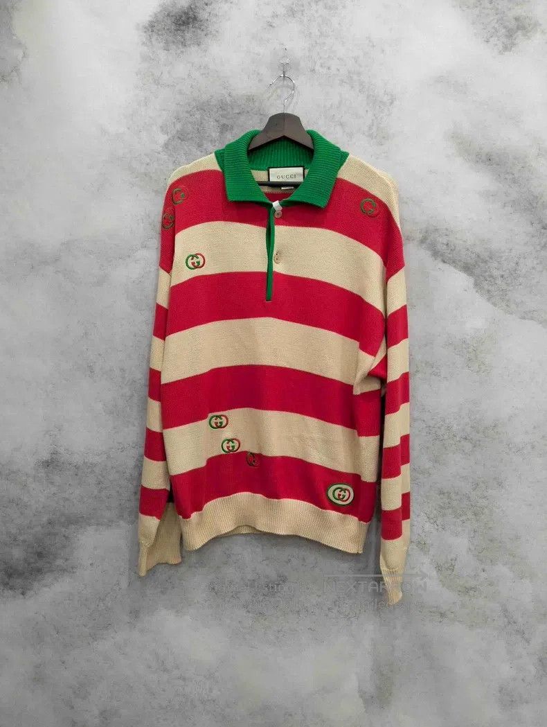 Gucci Gucci Striped contrast colour polo collar sweater Size US L / EU 52-54 / 3 - 1 Thumbnail