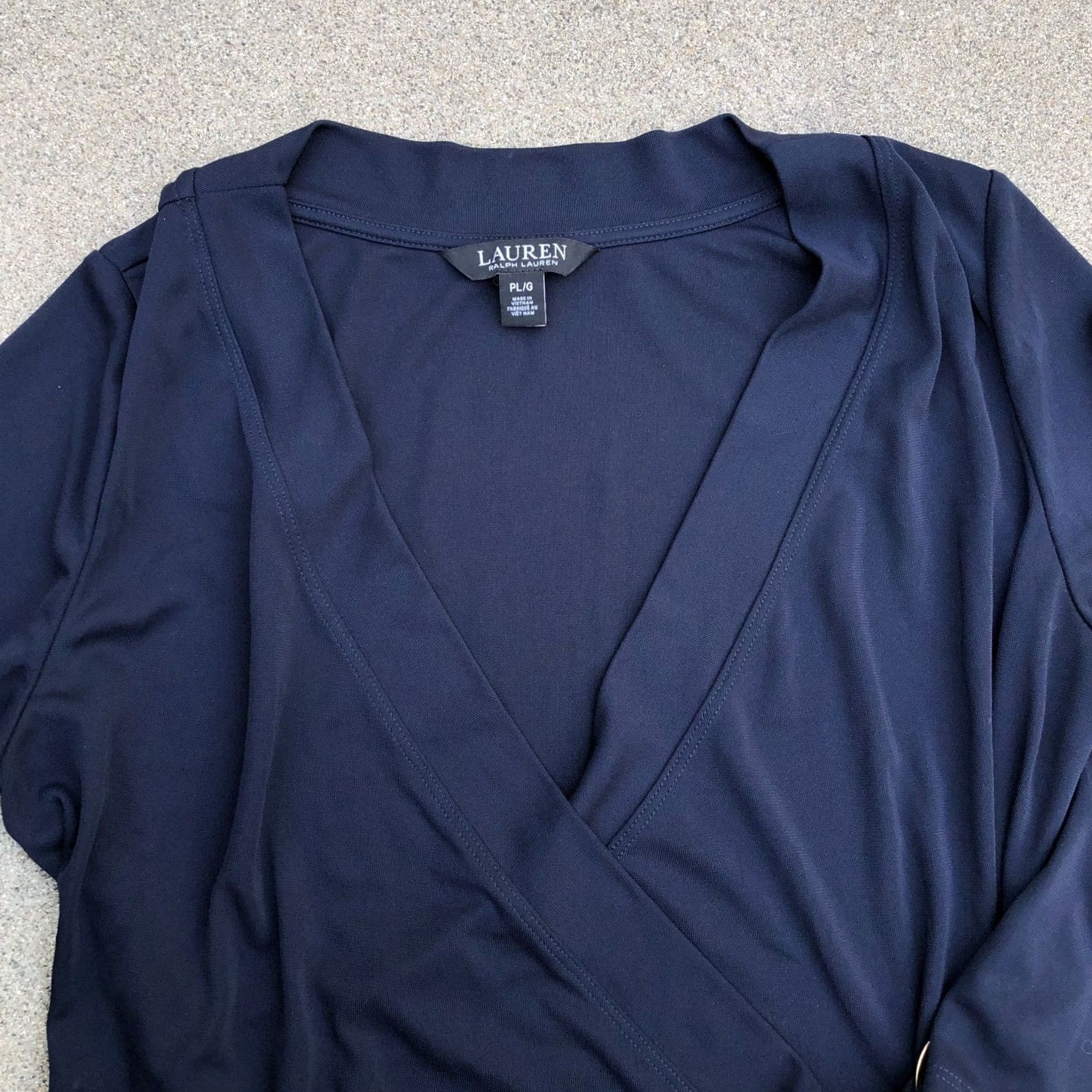 Ralph Lauren LAUREN RALPH LAUREN Blouse Top Shirt PL Women's Black Long Sleeve Wrap Shirt Size L / US 10 / IT 46 - 2 Thumbnail