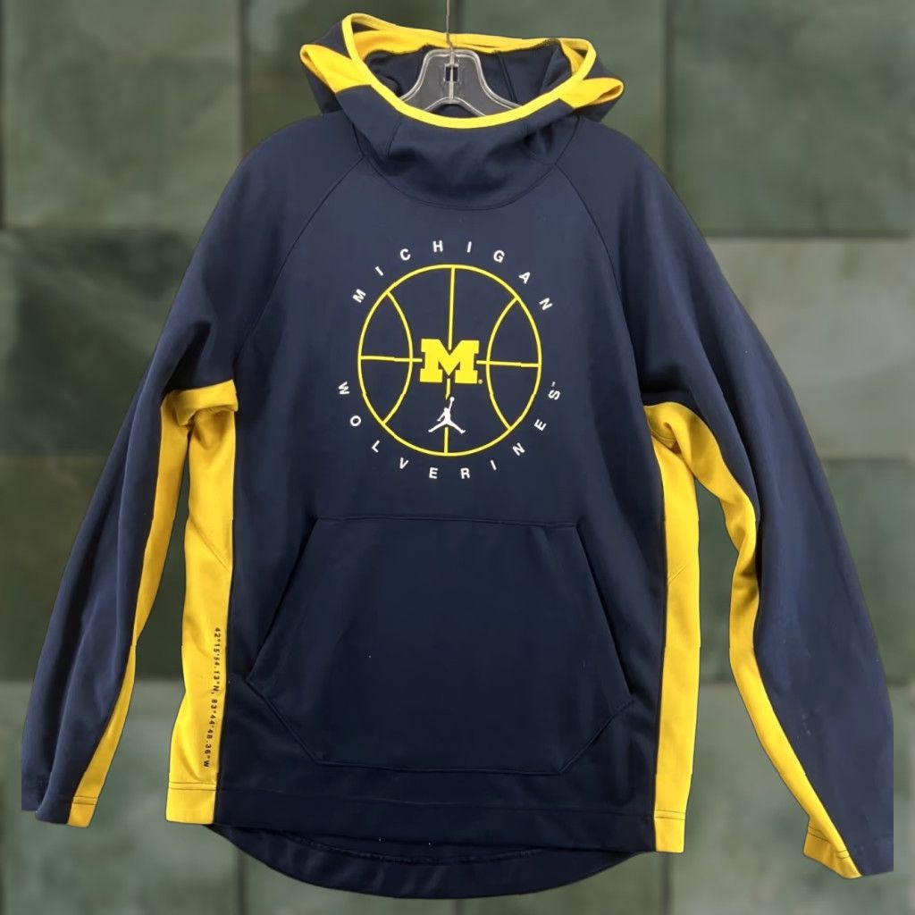 Jordan Brand Air Jordan Michigan Wolverines Hoodie Mens M Blue Size US M / EU 48-50 / 2 - 1 Thumbnail