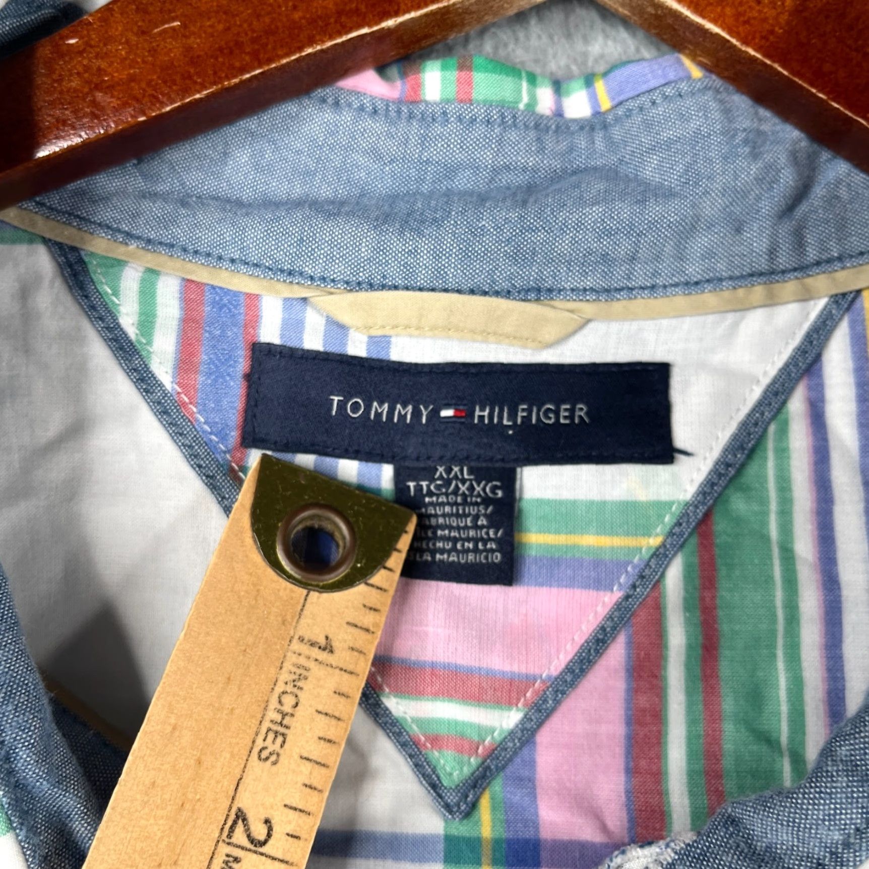 Tommy Hilfiger Tommy Hilfiger Shirt Button-Up Short Sleeve Mens 2XL White Colorful Plaid Pocket Size US XXL / EU 58 / 5 - 6 Thumbnail