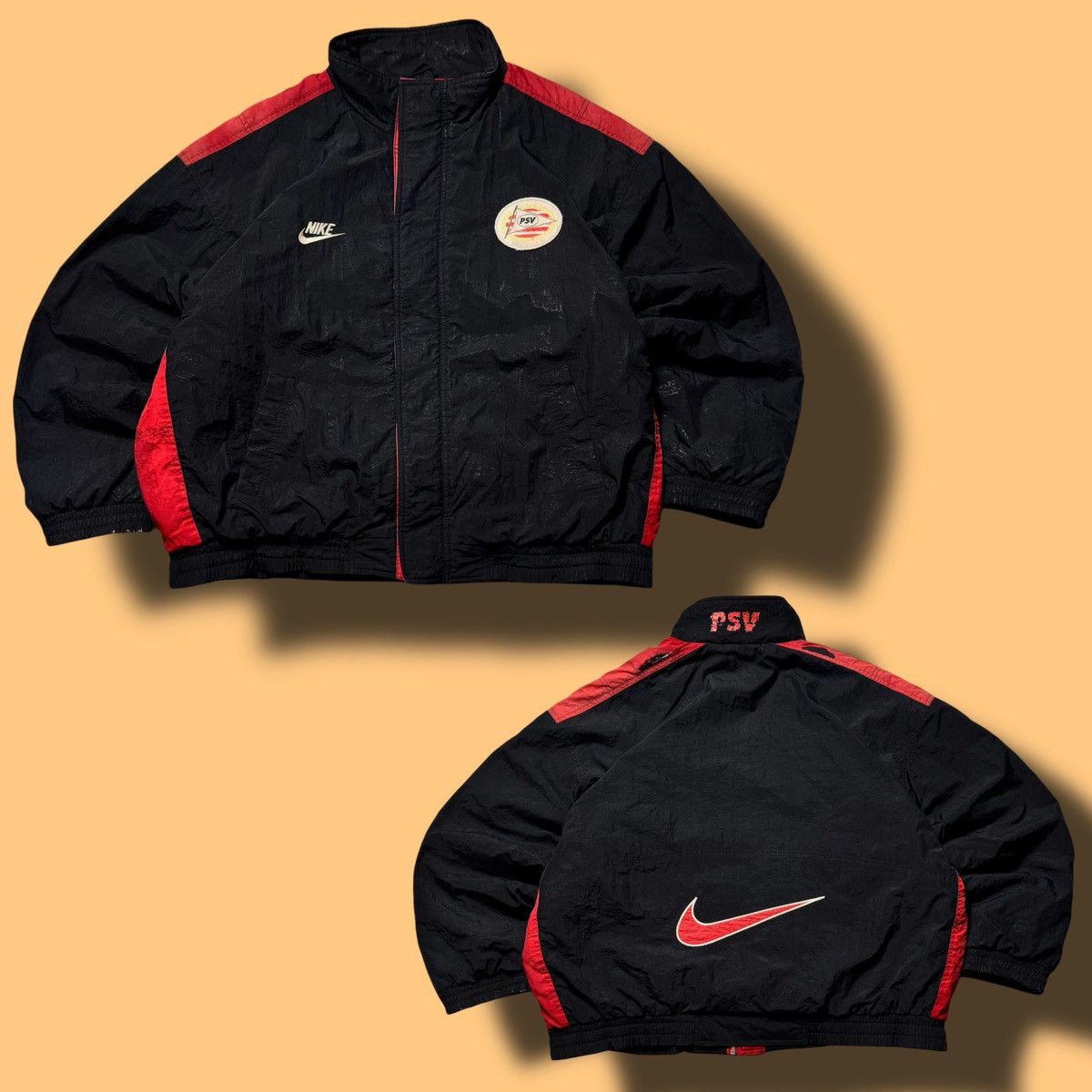 Nike × Vintage 90s Nike Vintage PSV Nylon Winter Down Jacket Big Swoosh Size US XL / EU 56 / 4 - 1 Thumbnail