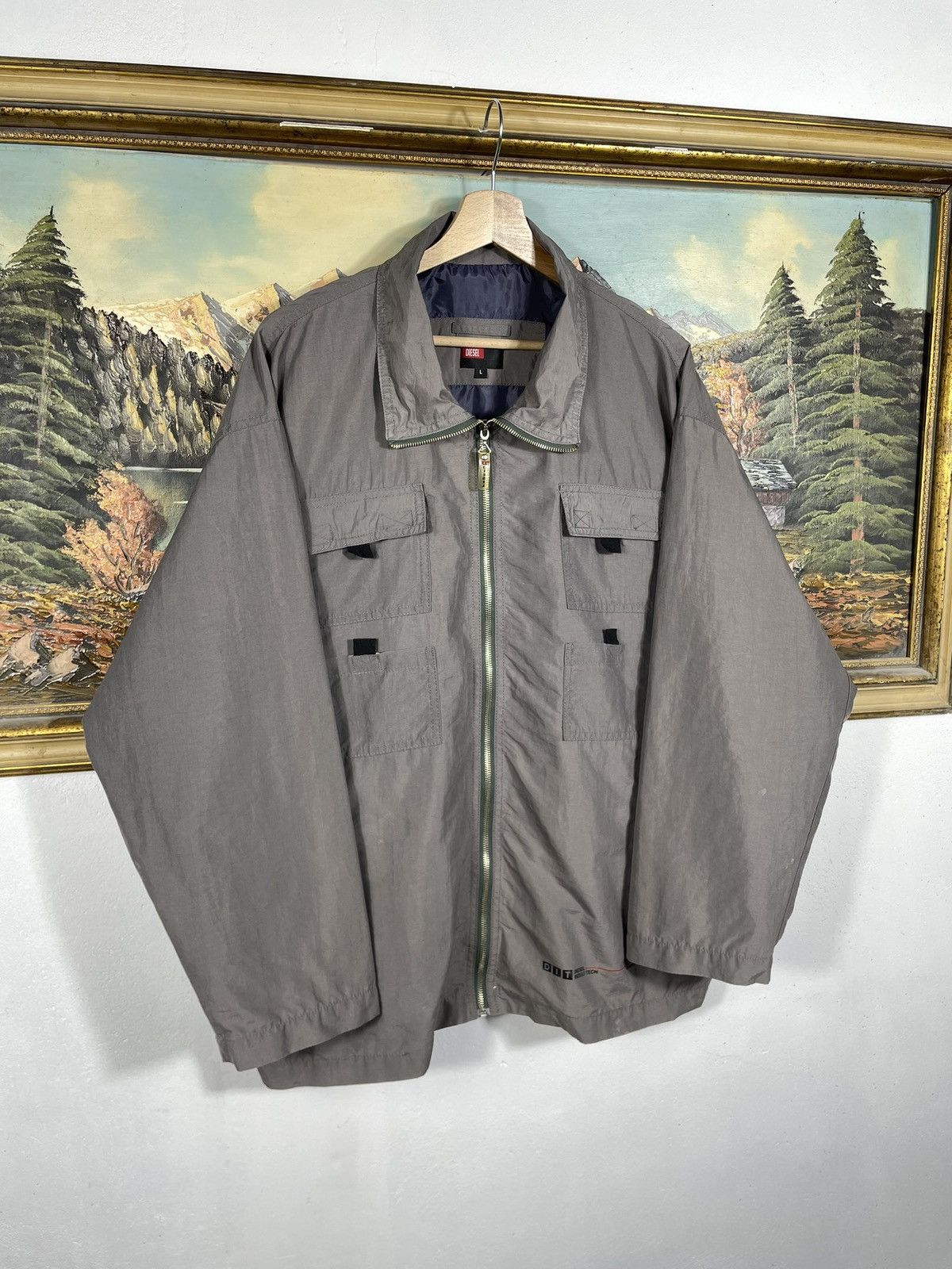 Diesel × Vintage Diesel Indigo Tech Vintage Y2k Zip Jacket Multi Pockets Swag Size US L / EU 52-54 / 3 - 3 Thumbnail