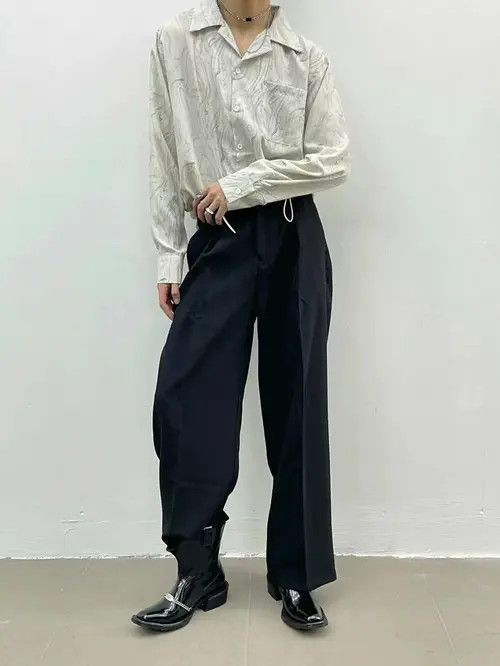 VIBE Vintage Wave Pattern Casual Loose Long Sleeve Shirt Size US XL / EU 56 / 4 - 7 Thumbnail