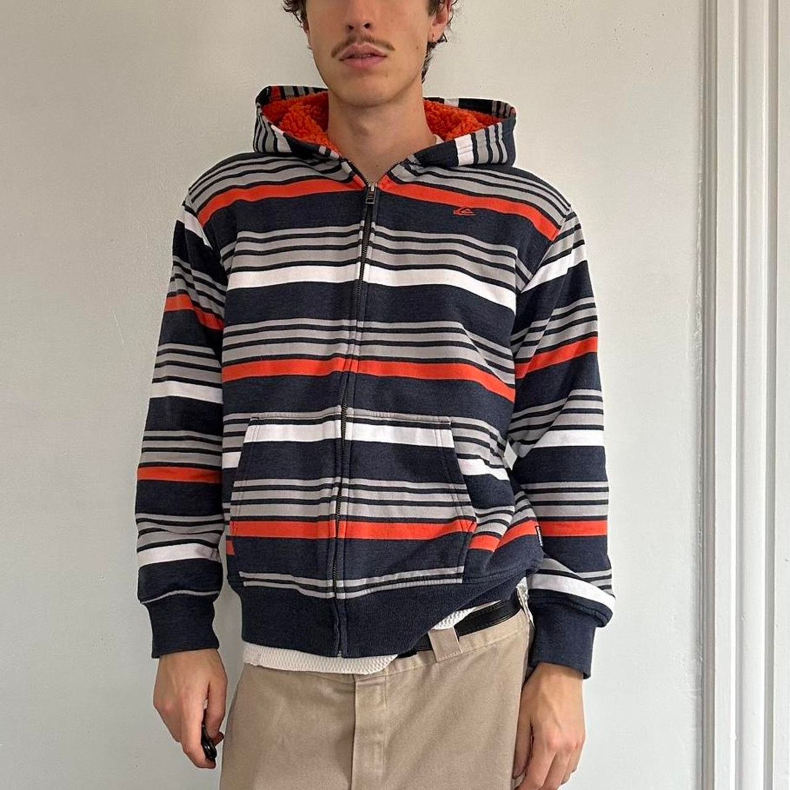 Quiksilver × Vintage Vintage Y2K 00s Quiksilver Striped Zip Up Hoodie Sweatshirt Size US XS / EU 42 / 0 - 4 Thumbnail