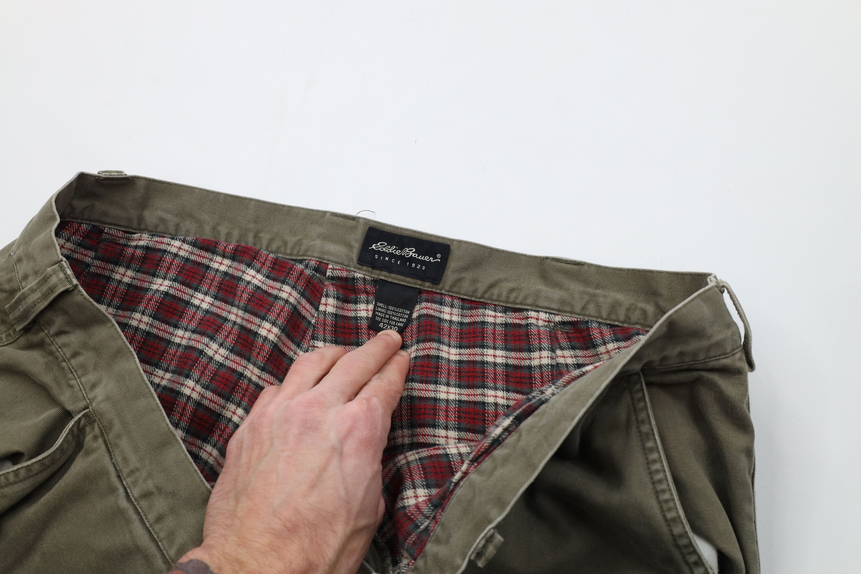 Eddie Bauer Vintage Eddie Bauer Flannel Lined Wide Leg Cargo Pants Green Size US 42 / EU 58 - 8 Thumbnail