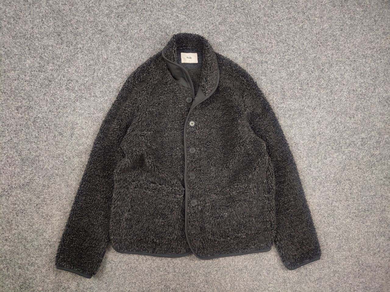Folk Folk Design Teddy Fleece Sherpa Gray Overshirt Pocket Jacket Size US S / EU 44-46 / 1 - 3 Thumbnail