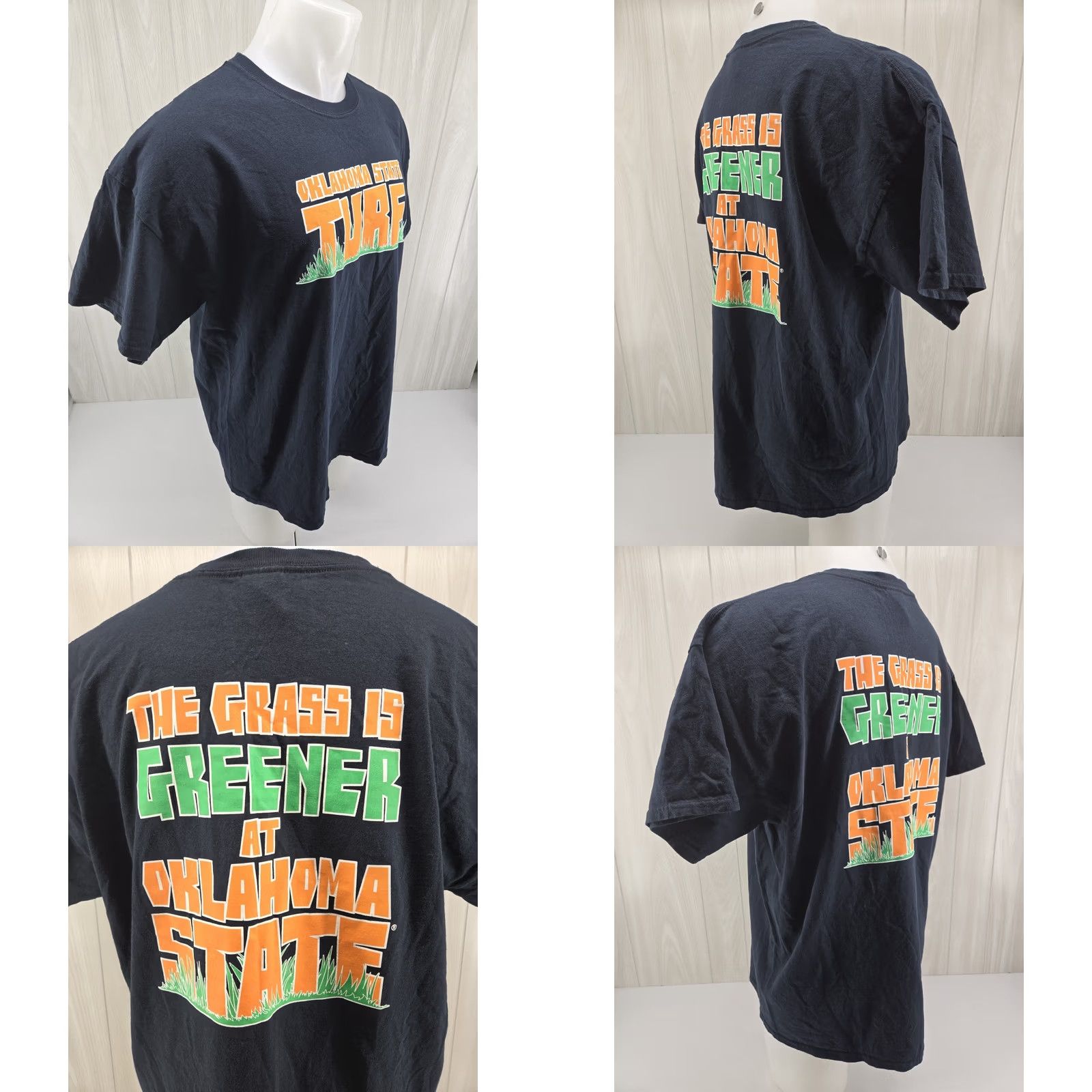 Gildan Oklahoma State Turff Cowboys OSU NCAA T Shirt XL DBL Sided Black Mens Size US XL / EU 56 / 4 - 8 Thumbnail