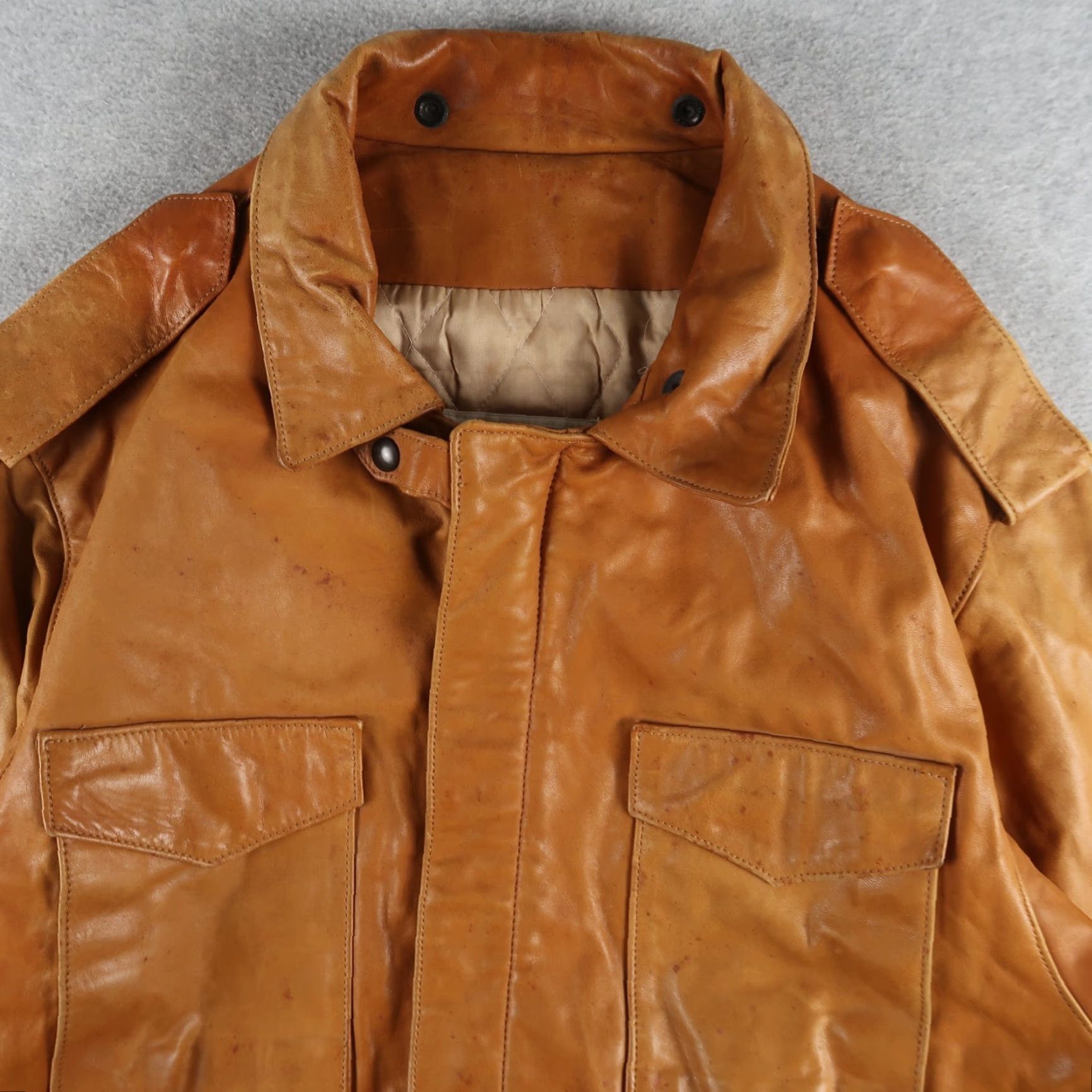 Vintage VINTAGE Overland M-65 Military Jacket Men L Brown Leather Mid-Length Ladies? No, Men’s L. Size US L / EU 52-54 / 3 - 3 Thumbnail