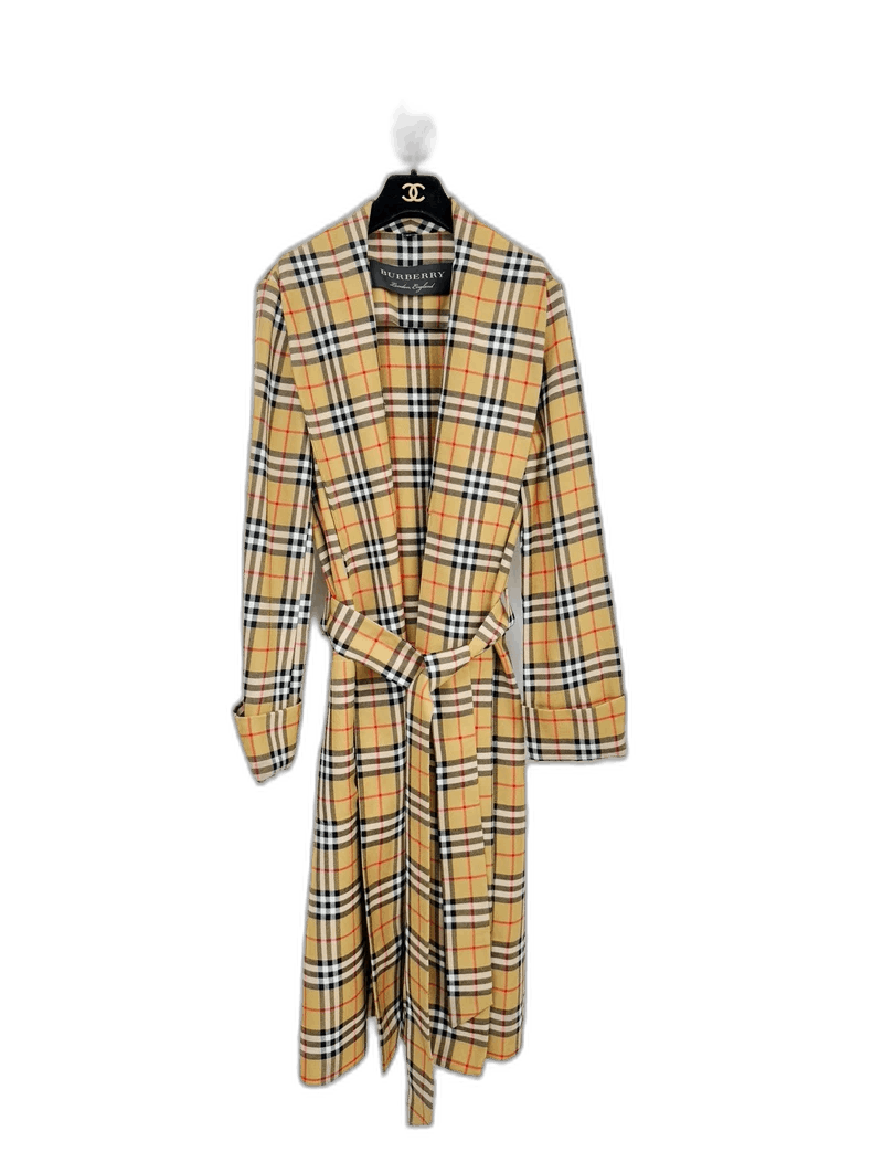 Burberry Check Wool Trench Coat in XS