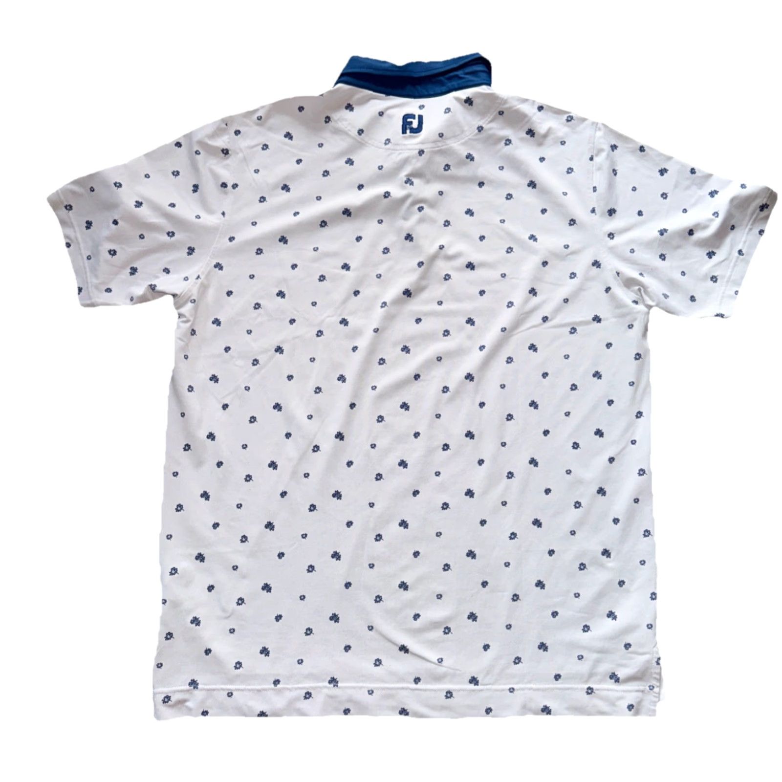 Footjoy VINTAGE FootJoy Polo Golf Shirt White Blue Flowers Floral Men's Large Stretch Arrowhead Size US L / EU 52-54 / 3 - 2 Thumbnail
