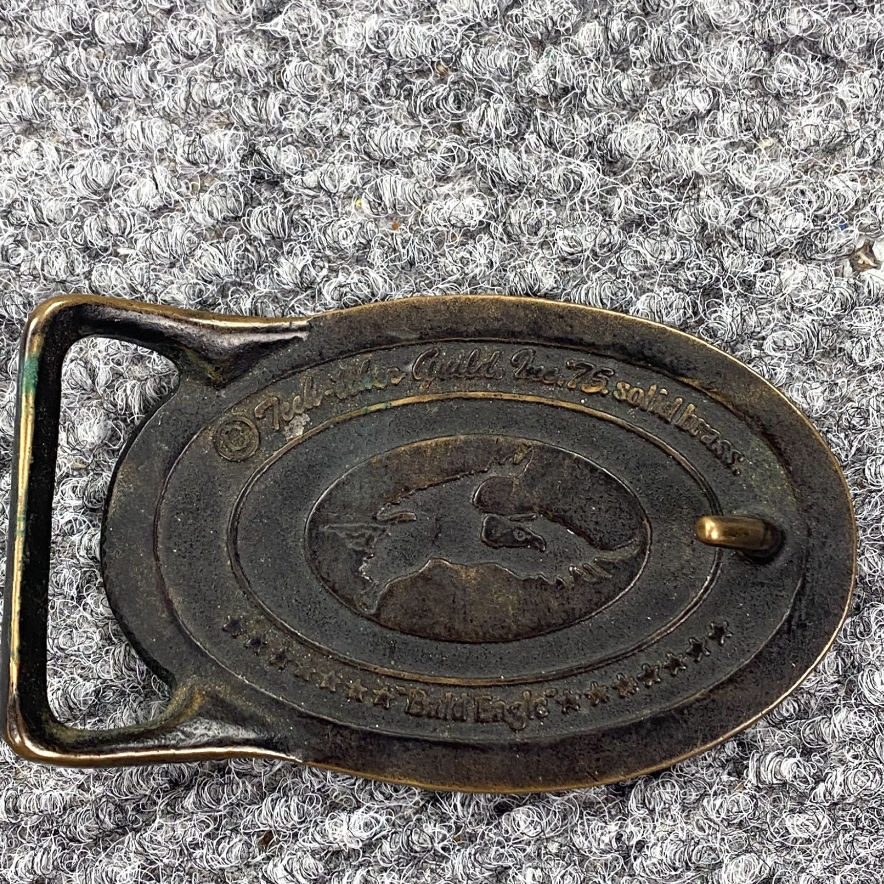 Vintage VINTAGE Tech Ether Guild Bald Eagle Belt Buckle Solid Brass USA Patriotic 70s Western Buckle Mens 1.5 in Gold Size ONE SIZE - 5 Thumbnail
