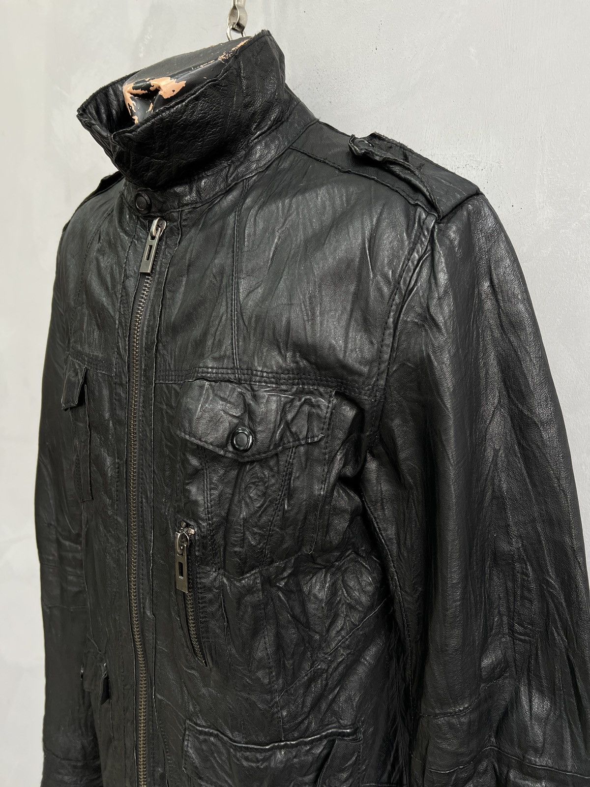 14th Addiction Avant garde black gothic style rick owens leather jacket Size US M / EU 48-50 / 2 - 3 Thumbnail