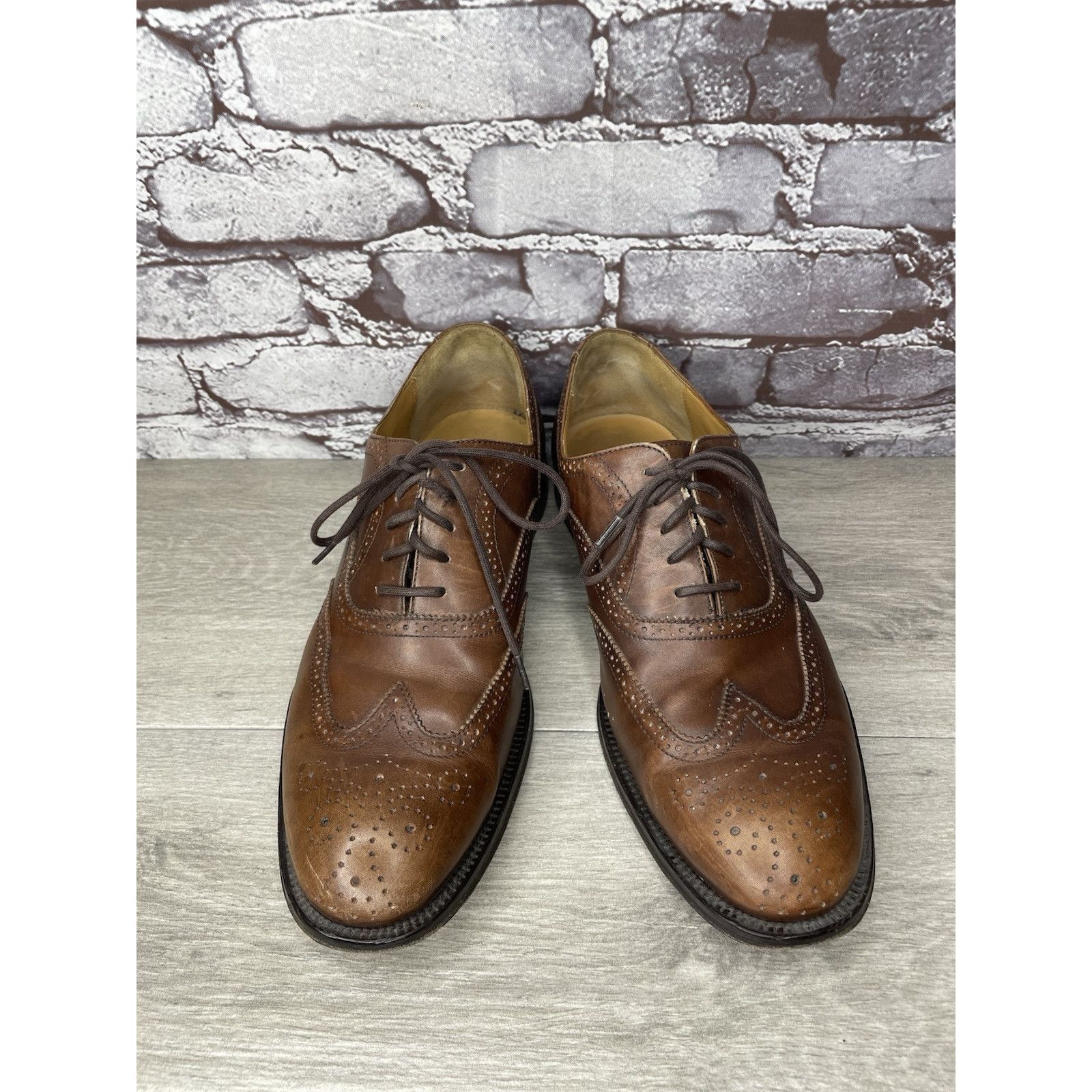 Lands' End Lands End Brown Leather WingTip Oxfords Lace Up Dress Shoes Size US 10.5 / EU 43-44 - 2 Thumbnail