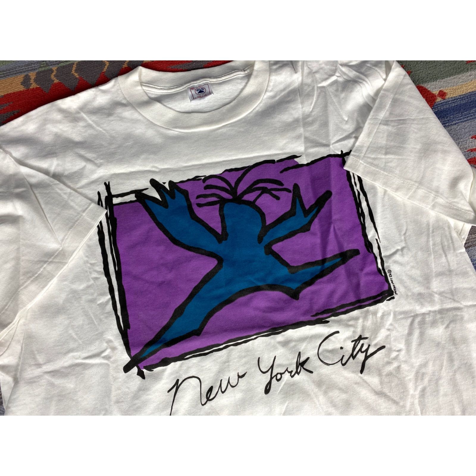 Anvil Lyon Design 1993 New York City Art T Shirt Tee NYC Anvil Single Stitch XL White Men Mens Art T Shirt Size US XL / EU 56 / 4 - 2 Thumbnail