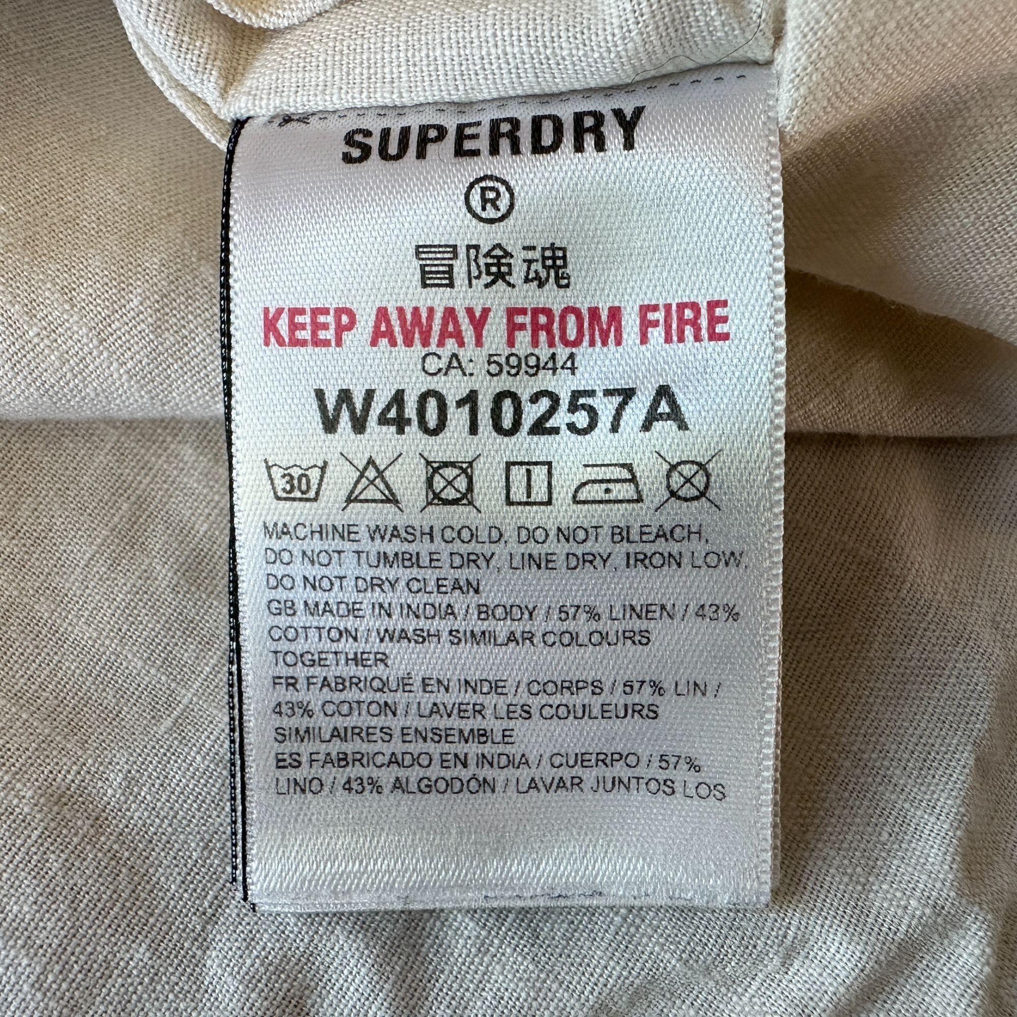 Superdry Superdry Studios Womens 4 Top Linen Blend Ivory Long Sleeve Size S / US 4 / IT 40 - 6 Thumbnail