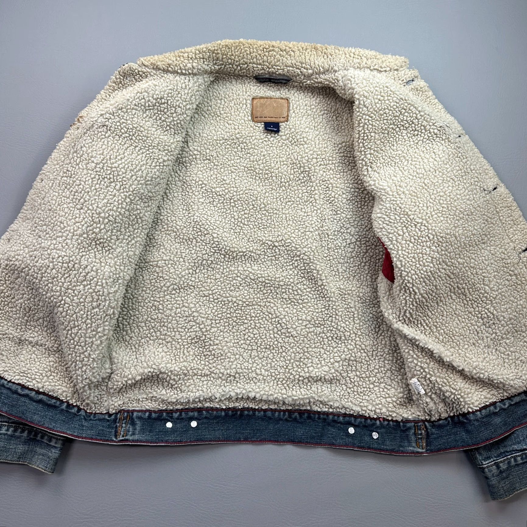 Gap Vintage Gap Jacket Mens S Denim Trucker Lined Sherpa Fleece Y2K Cool Casual Biker 80s 90s USA Mens Size US S / EU 44-46 / 1 - 4 Thumbnail