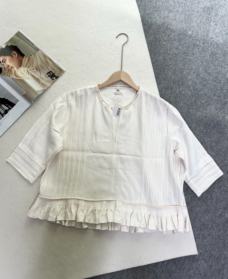 Hermes HERMES Ruffled Short Sleeve Top - dmc Size US S / EU 44-46 / 1 - 1 Thumbnail