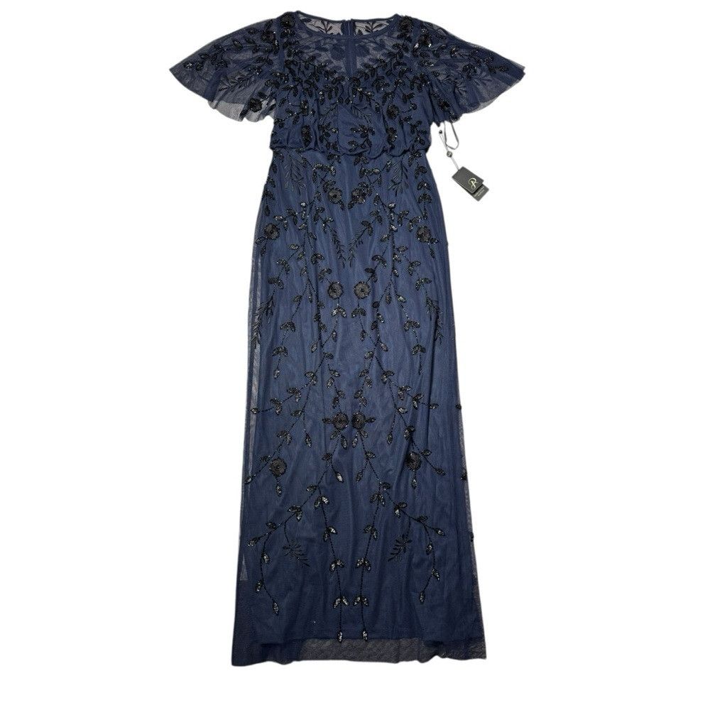 Adrianna Papell NWT New $299 Adrianna Papell Jasmine Beaded Blouson Navy Go Size M / US 6-8 / IT 42-44 - 3 Thumbnail