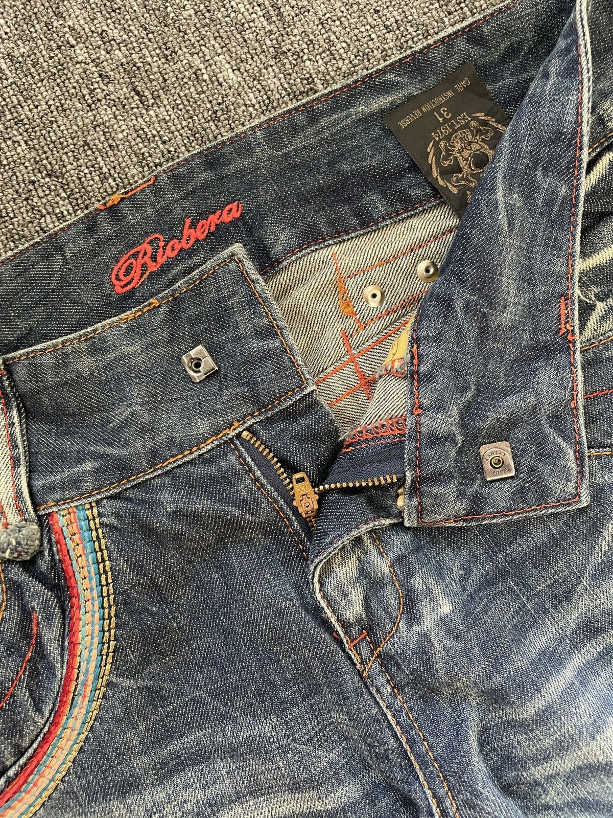Japanese Brand Vintage Y2K Reobera Low Rise Boot Cut Distressed Flare Jeans Size 31" - 6 Thumbnail