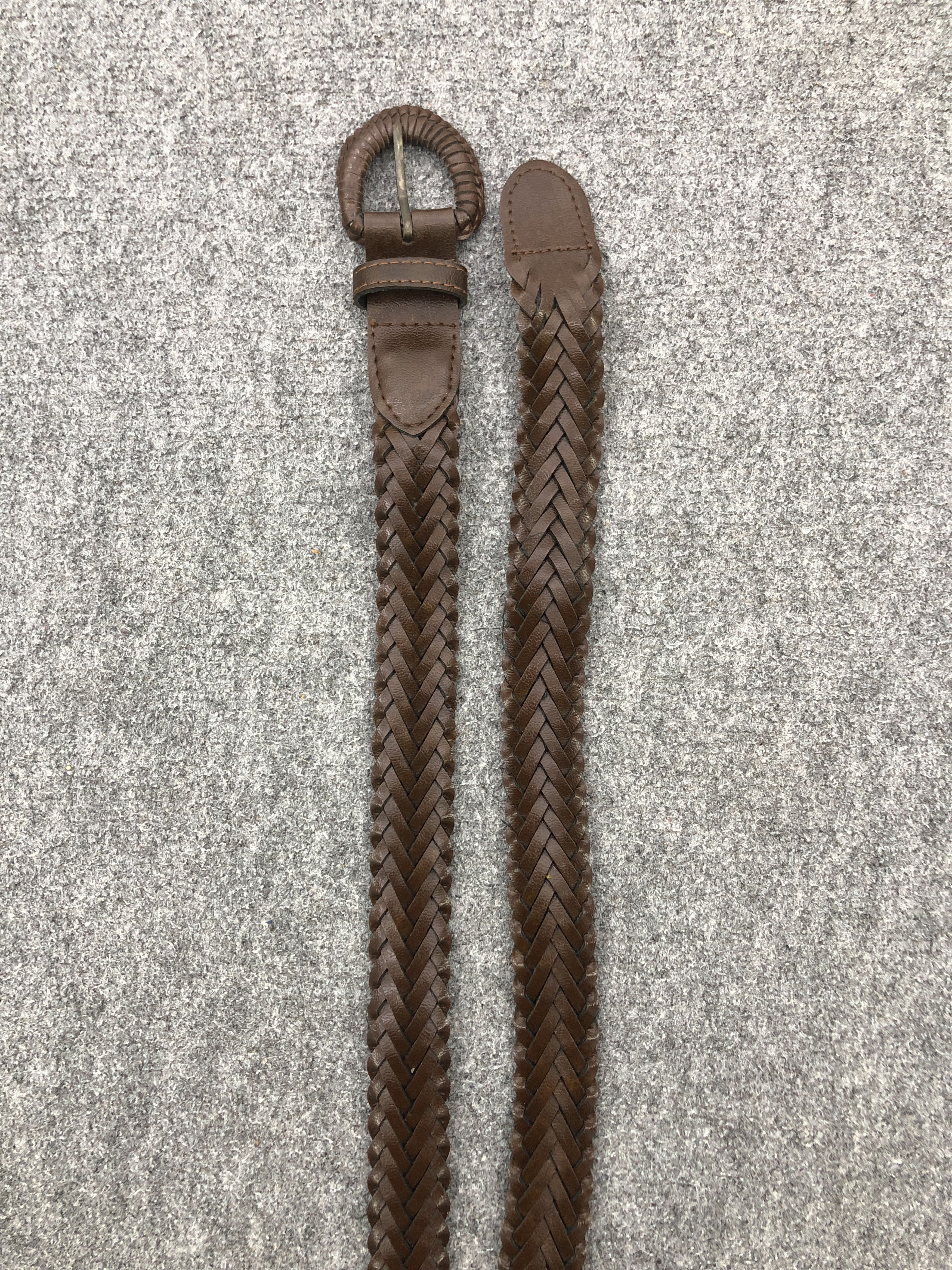 Leather 70s Braided Buckle Belt B0007 Size ONE SIZE - 6 Thumbnail