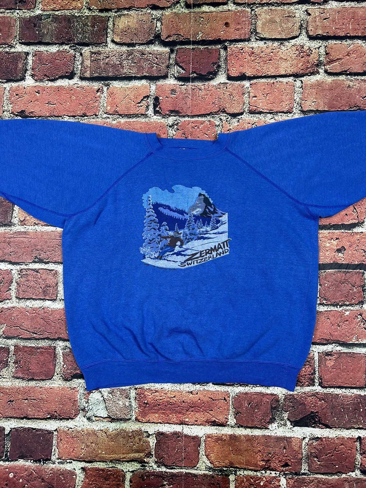 Vintage Zermatt Switzerland Vintage 80s Sweatshirt Skier Mountain Size US S / EU 44-46 / 1 - 2 Thumbnail
