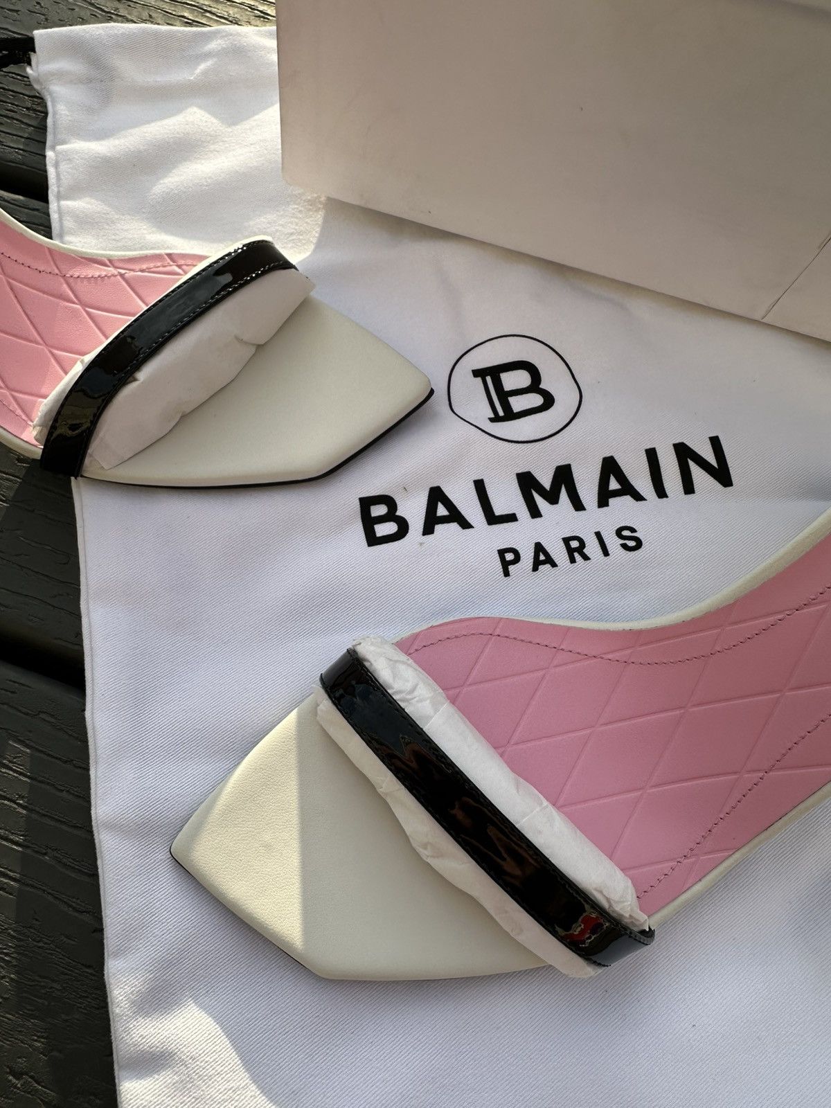 Balmain Balmain Eden 95MM Colorblocked Patent Leather Sandals Size 7 Size US 7 / IT 37 - 8 Thumbnail