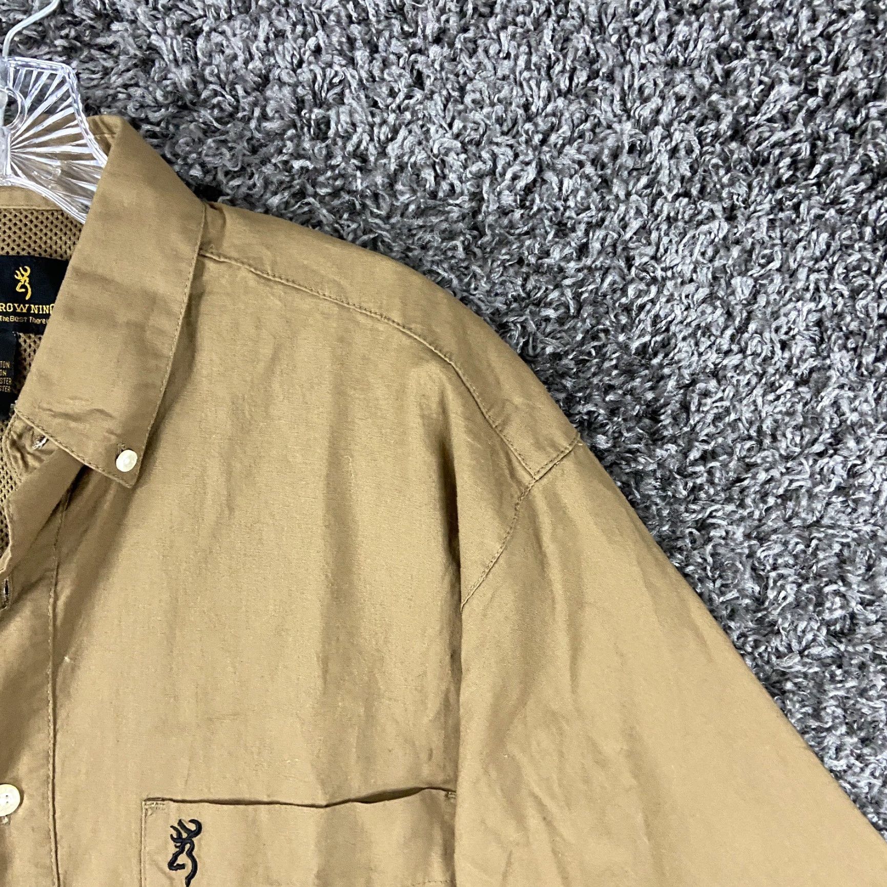 Vintage BROWNING Shirt M Men Brown Short Sleeve Button Up M Brown Button-Up Shirt Mens Size US 31 - 5 Thumbnail
