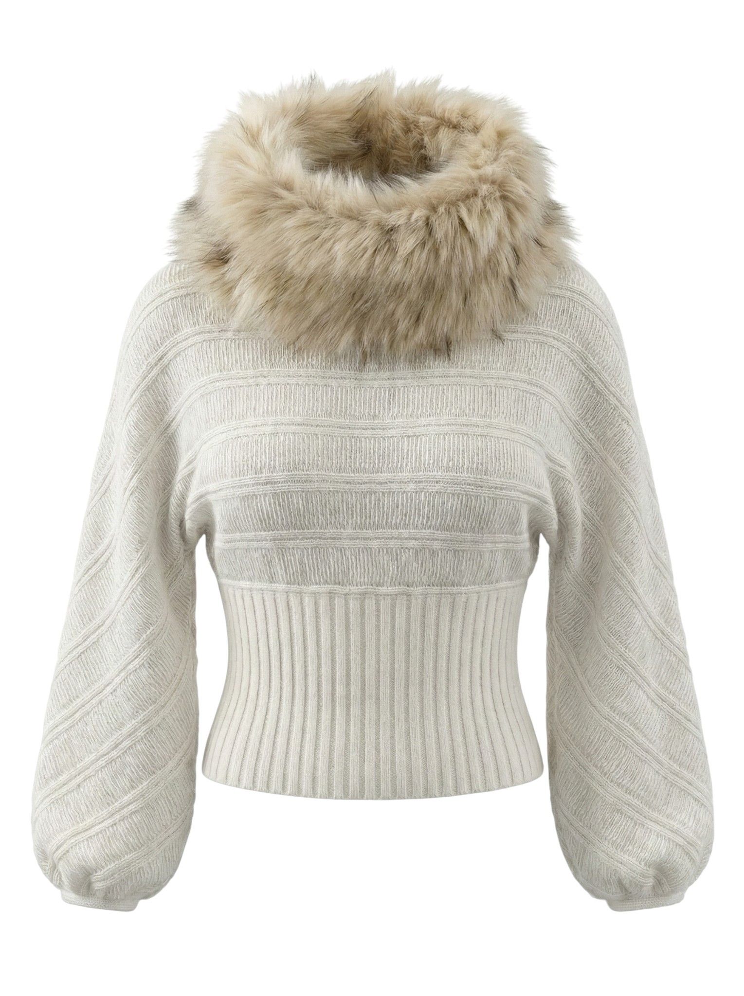 Roberto Cavalli FUR COLLAR ANGORA WOOL SWEATER Size S / US 4 / IT 40 - 1 Thumbnail