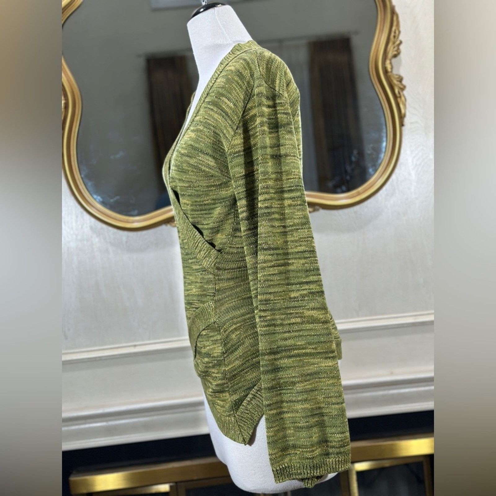 Vintage Vintage Kris Tae’s Metallic Olive Green Sweater Size M Size M / US 6-8 / IT 42-44 - 3 Thumbnail