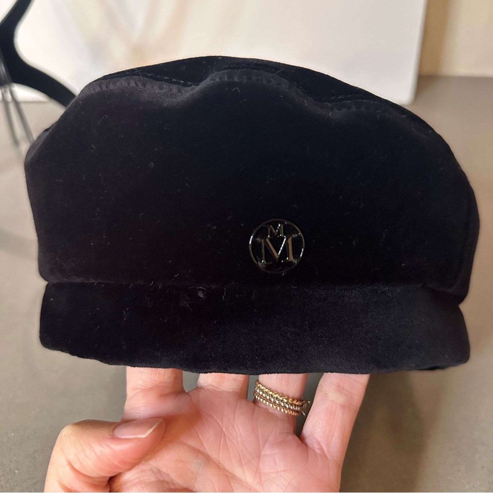 Maison Michel New Billy Black Velvet Beret size M 58 cm Designer Hat Size ONE SIZE - 7 Thumbnail