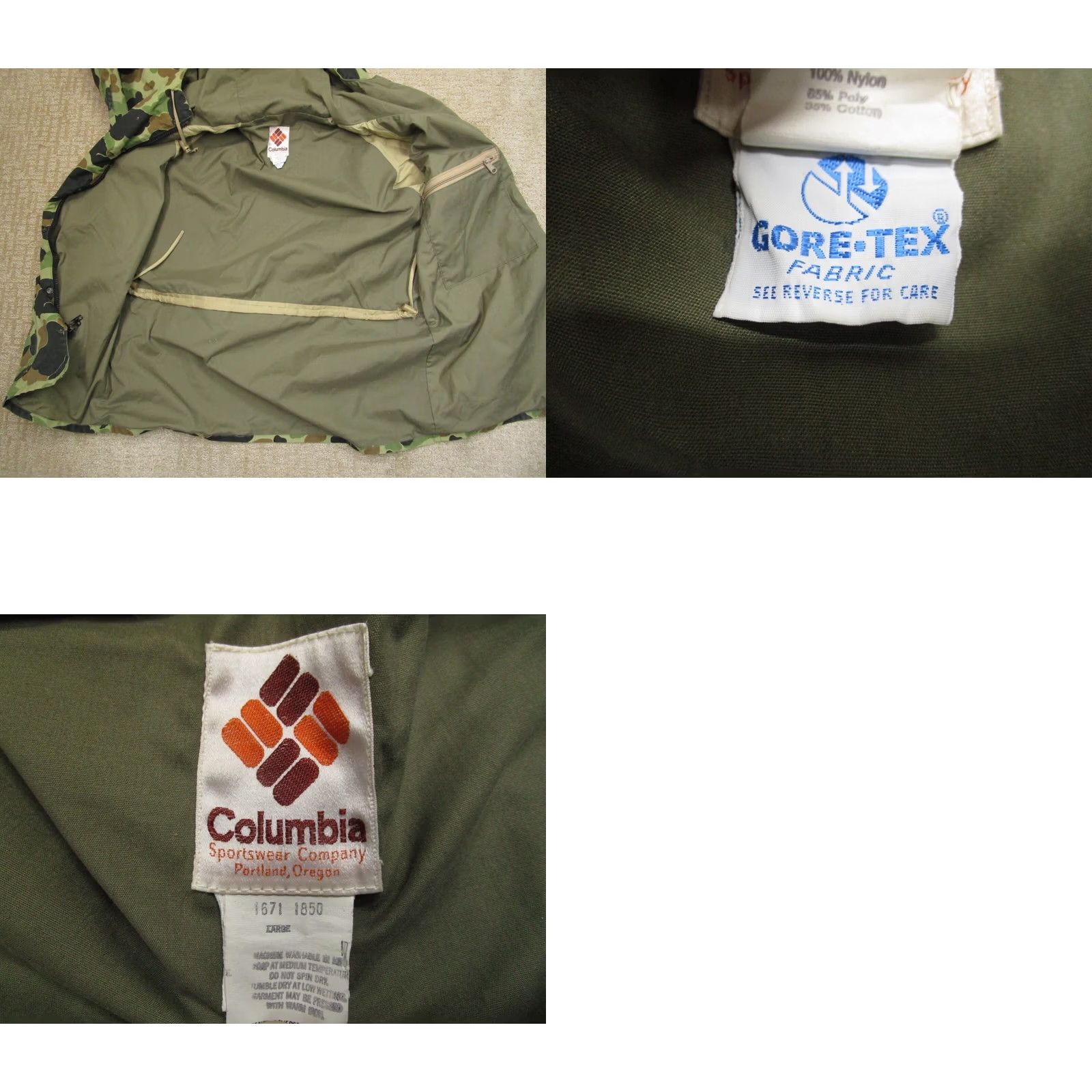 Skin Vintage Columbia Jacket Men Large Green Frog Skin Camo Gore Tex Hunting 70s USA Size US L / EU 52-54 / 3 - 8 Thumbnail