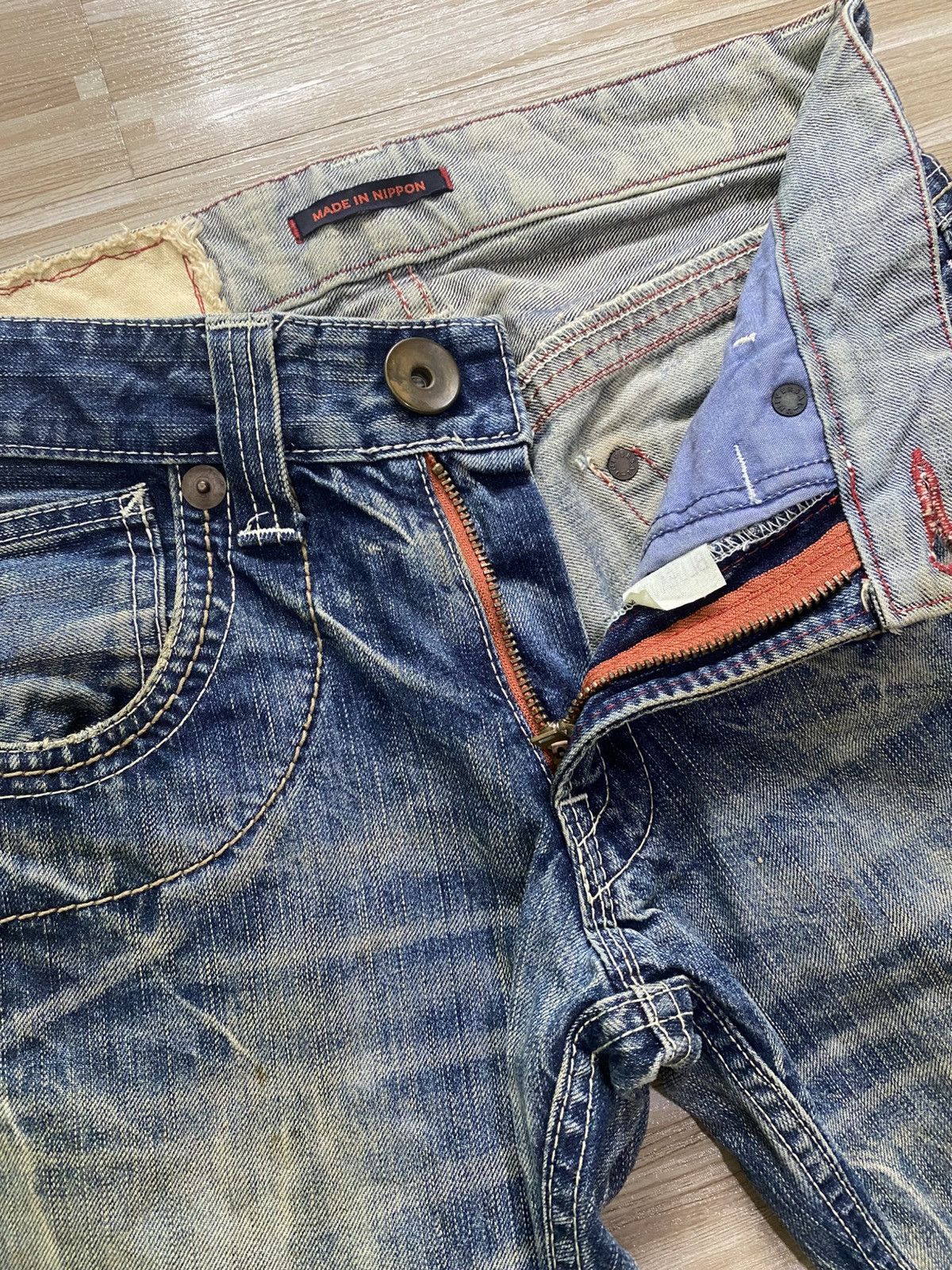 Japanese Brand 💥INSANE DISTRESSED BLUE WAY JEANS💥 Size US 29 - 8 Thumbnail
