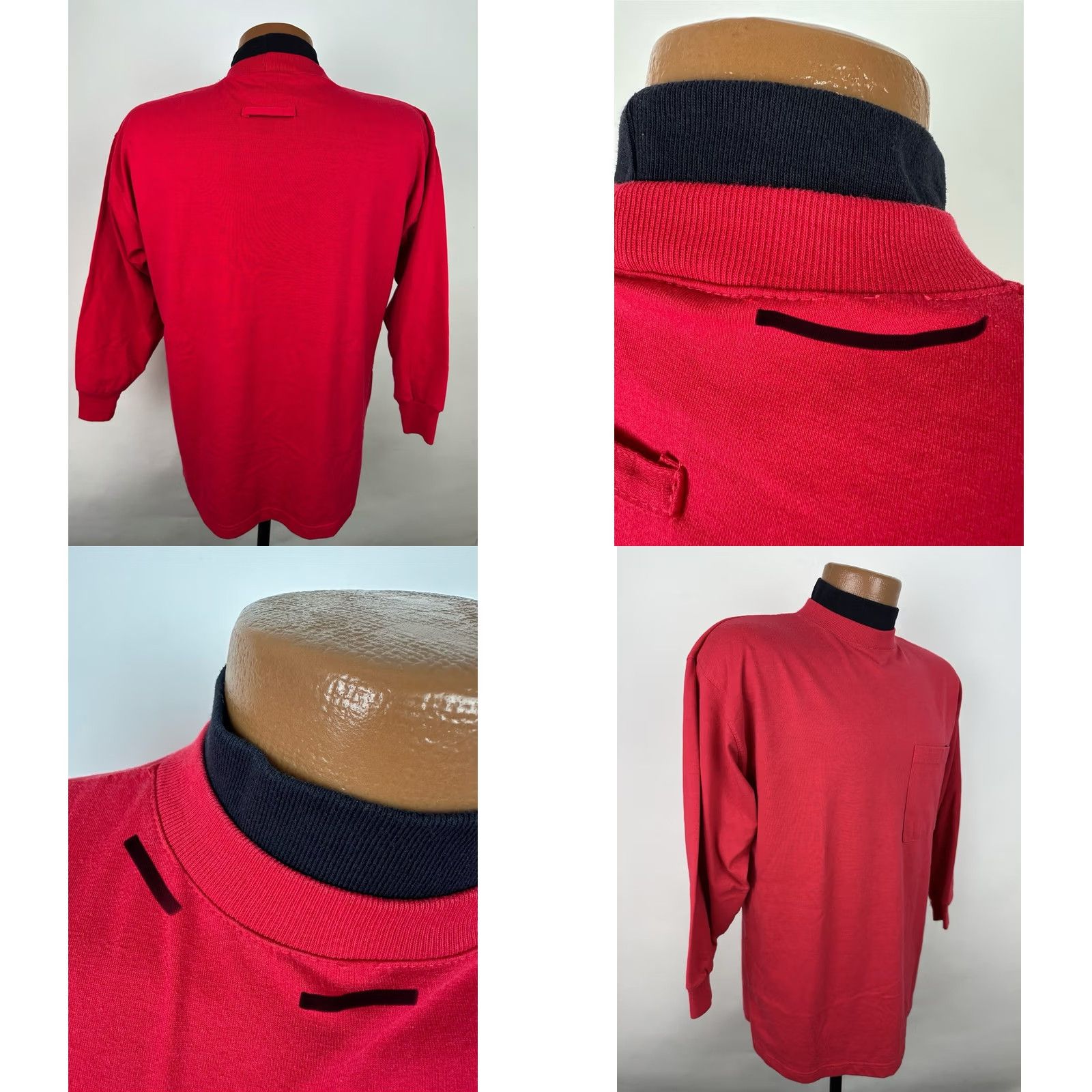 Vintage VINTAGE Freddie Wear Shirt Mens Medium Red Mock Neck Long Sleeve Pocket 80s 90s Retro Grunge - Size US M / EU 48-50 / 2 - 8 Thumbnail