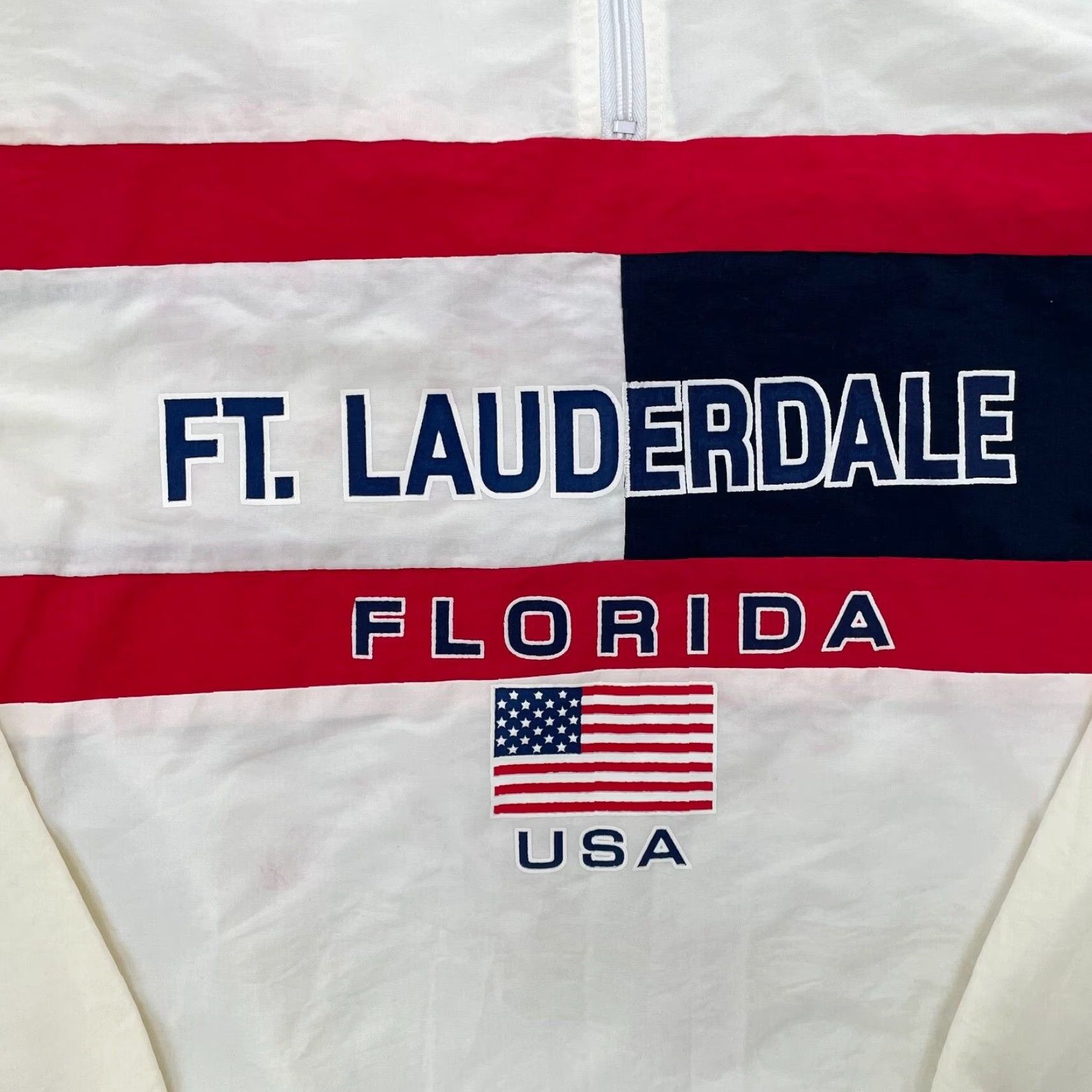 Vintage VINTAGE Surf Style Florida Pullover Jacket Adult XL White Windbreaker USA Flag 90s Mens Size US XL / EU 56 / 4 - 3 Thumbnail