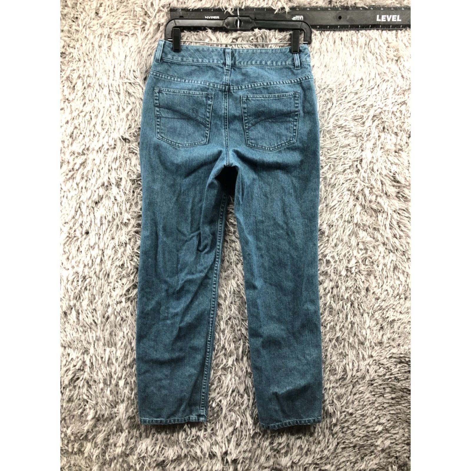 Liz Claiborne Liz Claiborne Jeans Straight Womens Size 4 Medium Wash Blue 5-Pocket Denim Cotton Regular Rise Mid 30in Inseam Belt Loops Logo Zip Button Mens? Size 27" / US 4 / IT 40 - 5 Thumbnail