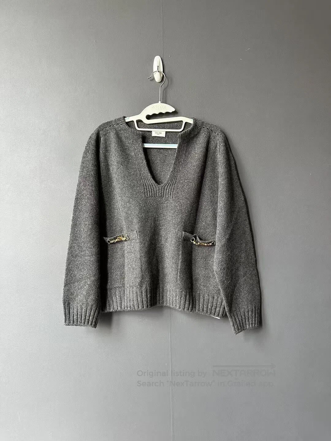 Celine CELINE Dark Grey Cashmere Horsebit Sweater| Size S / US 4 / IT 40 - 1 Thumbnail