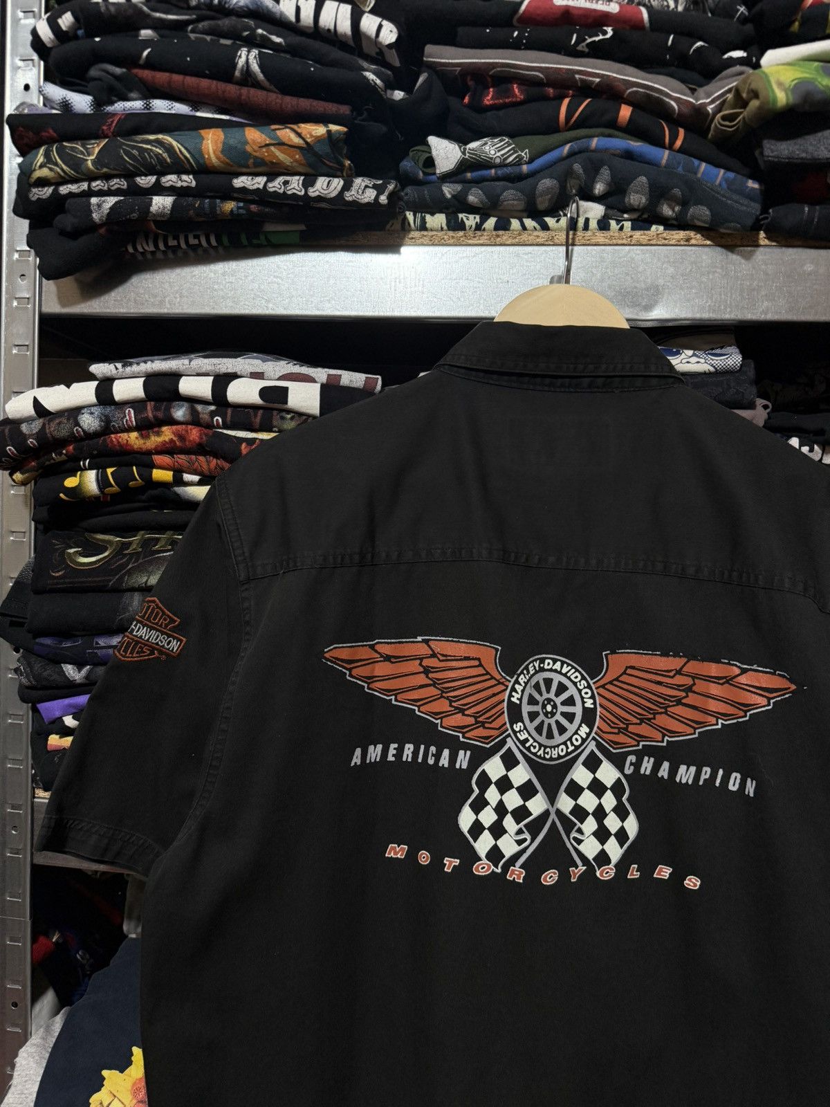 Harley Davidson Vintage 00s Harley Davidson Racing Button Short Sleeve Shirt Size US XL / EU 56 / 4 - 5 Thumbnail