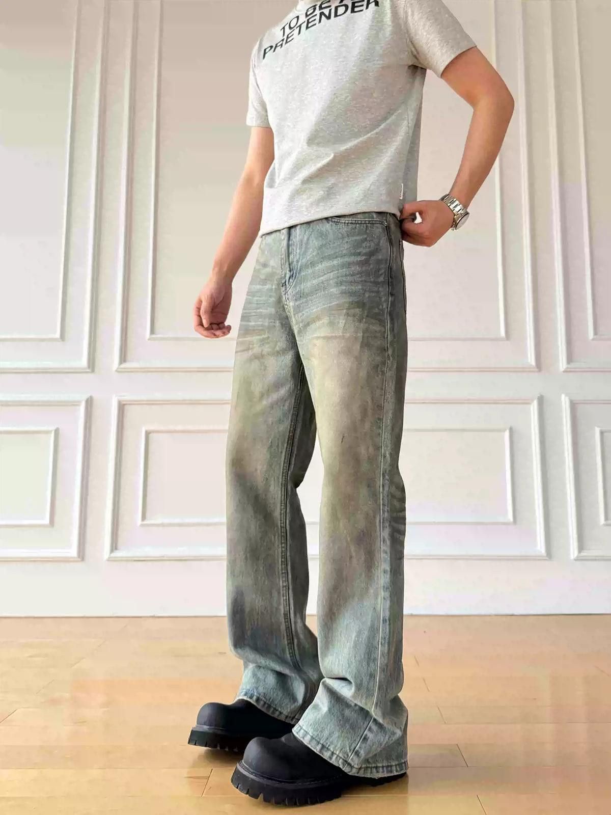 Vintage Dirt Dyed Washed Micro Flare Denim Jeans Size US 28 / EU 44 - 2 Thumbnail