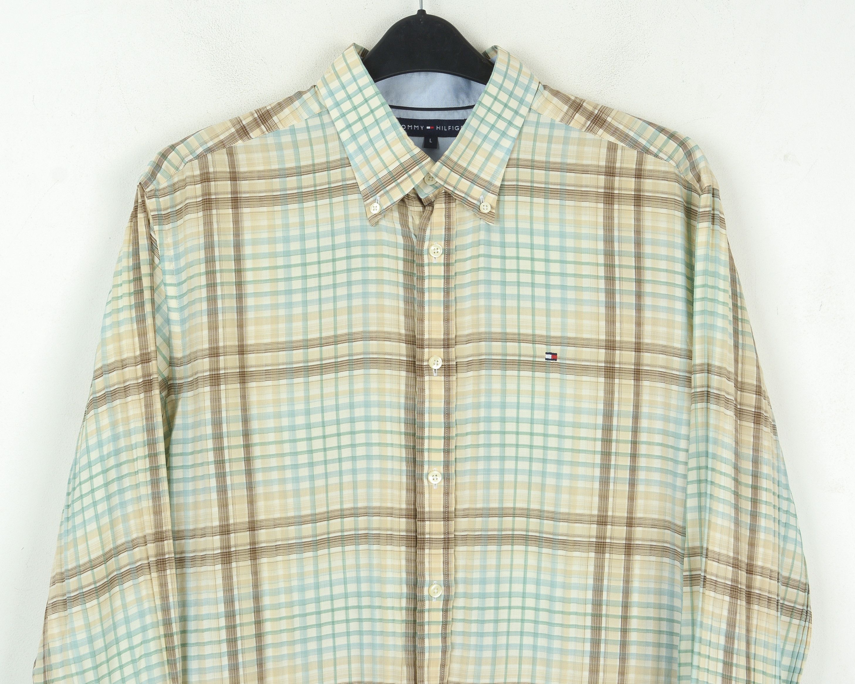 Tommy Hilfiger Casual Shirt Long Sleeved Tartan Plaid Check Cotton Top Size US L / EU 52-54 / 3 - 2 Thumbnail