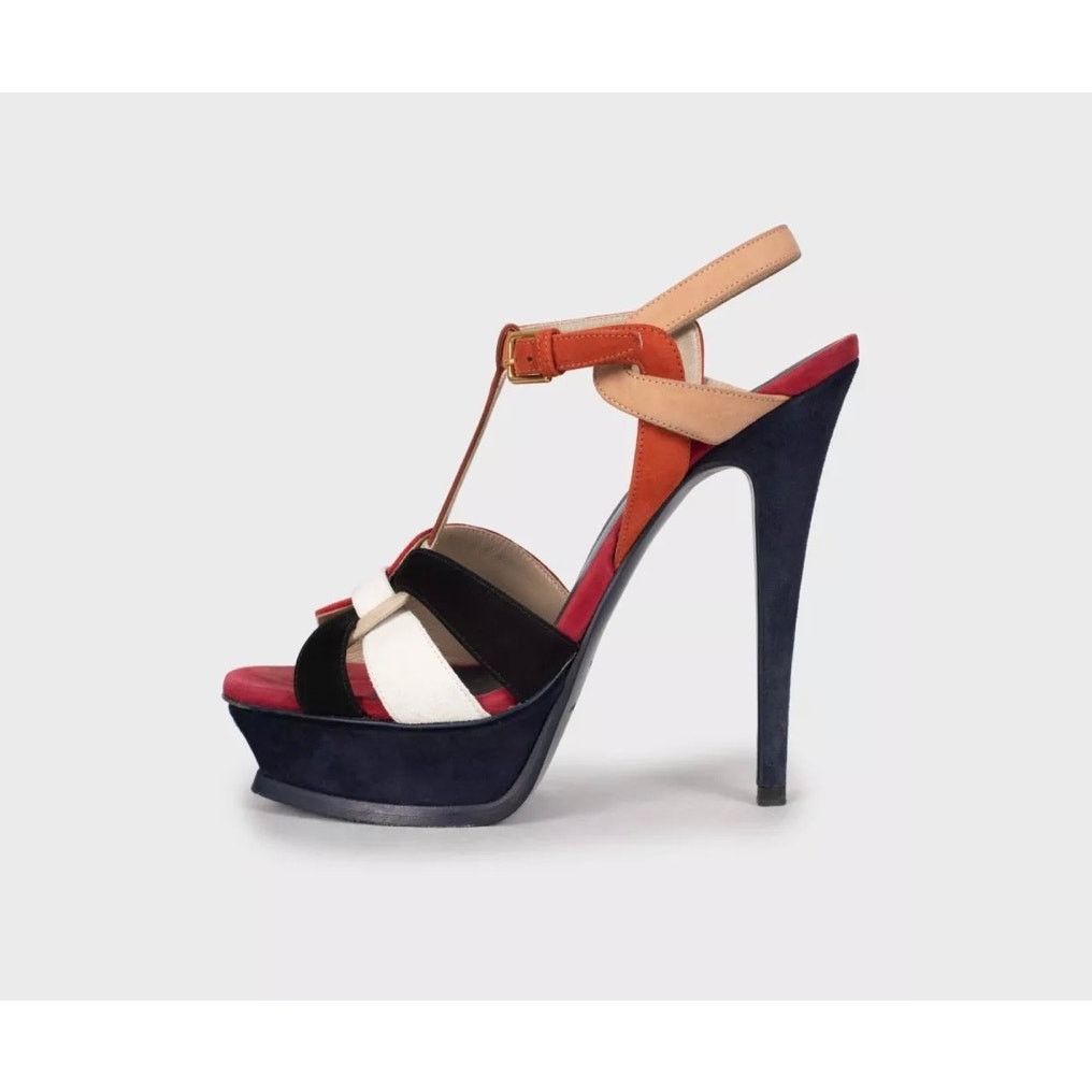 Saint Laurent Two-Tone Suede Sandals - Size 38
