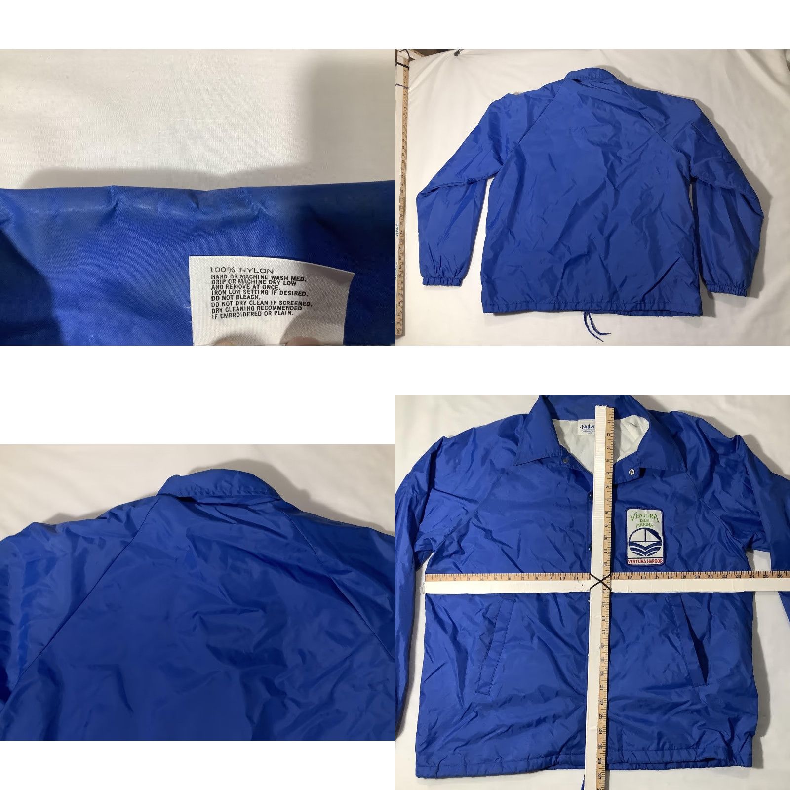 Vintage VINTAGE Nylons Jacket Mens Large Blue Windbreaker Navy Ventura Isle Marina Coach Harbor Patch Nautical Sailboat Embroidered Logo Snap Front Size US L / EU 52-54 / 3 - 8 Thumbnail