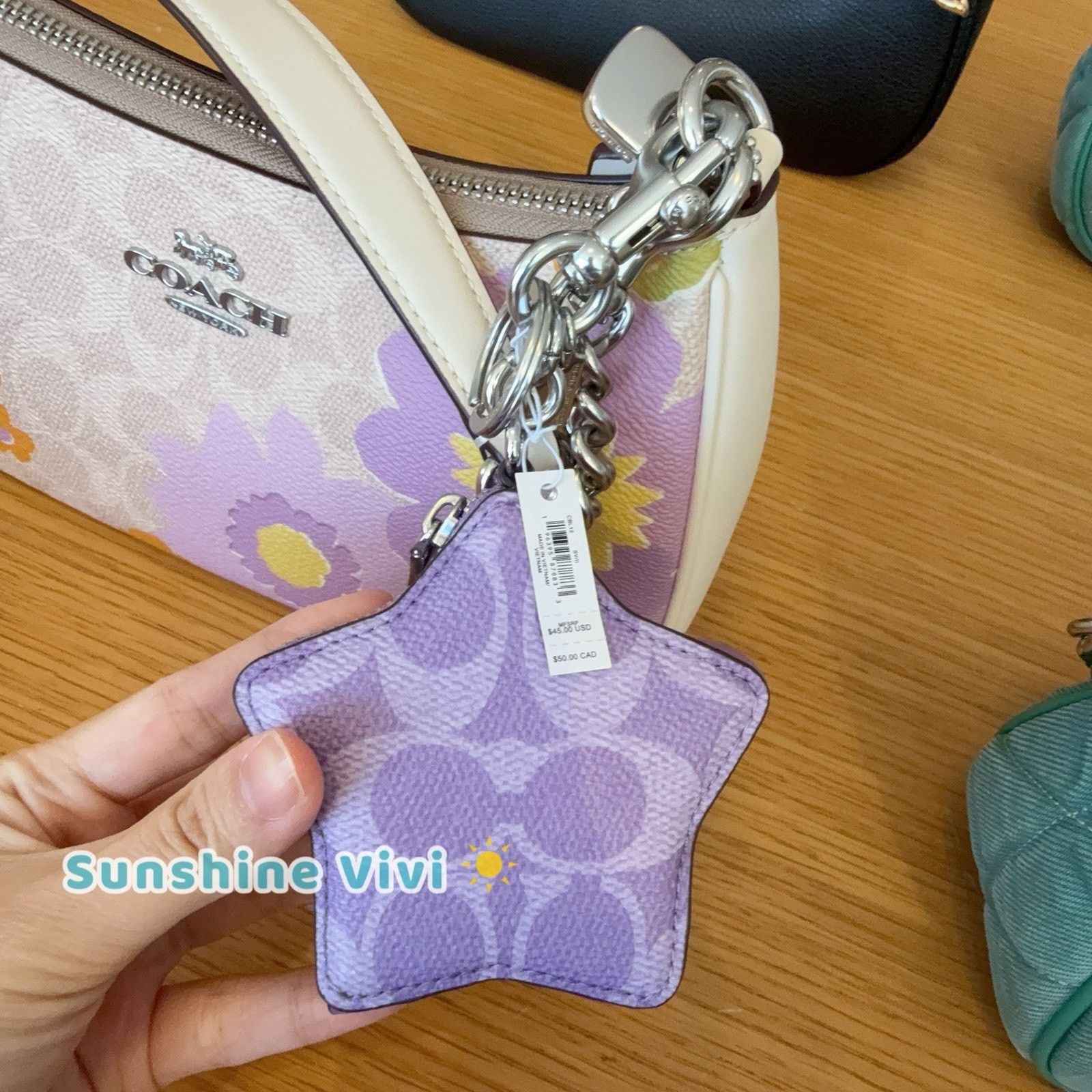 Coach NWT Coach CBL12 Star Bag Charm Coin Case Pouch Silver /Iris Size ONE SIZE - 5 Thumbnail