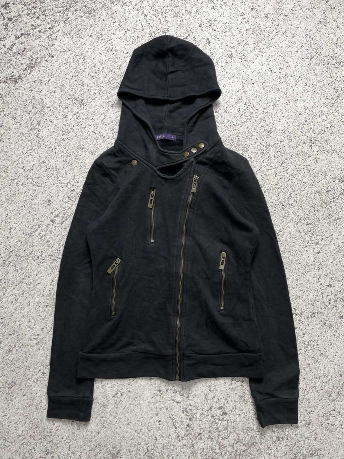 Japanese Brand 2000s Doublju - Asymmetrical Zip Hoodie Rick Owens lgb Style Size US S / EU 44-46 / 1 - 1 Thumbnail