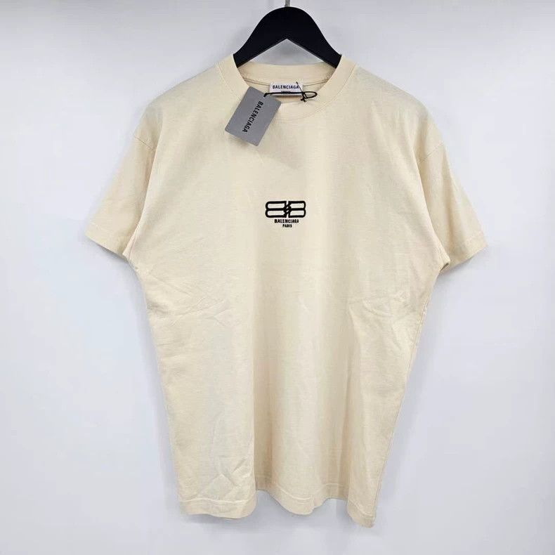Balenciaga Balenciaga Beige Embroidered Snap Short Sleeve Size US S / EU 44-46 / 1 - 1 Thumbnail