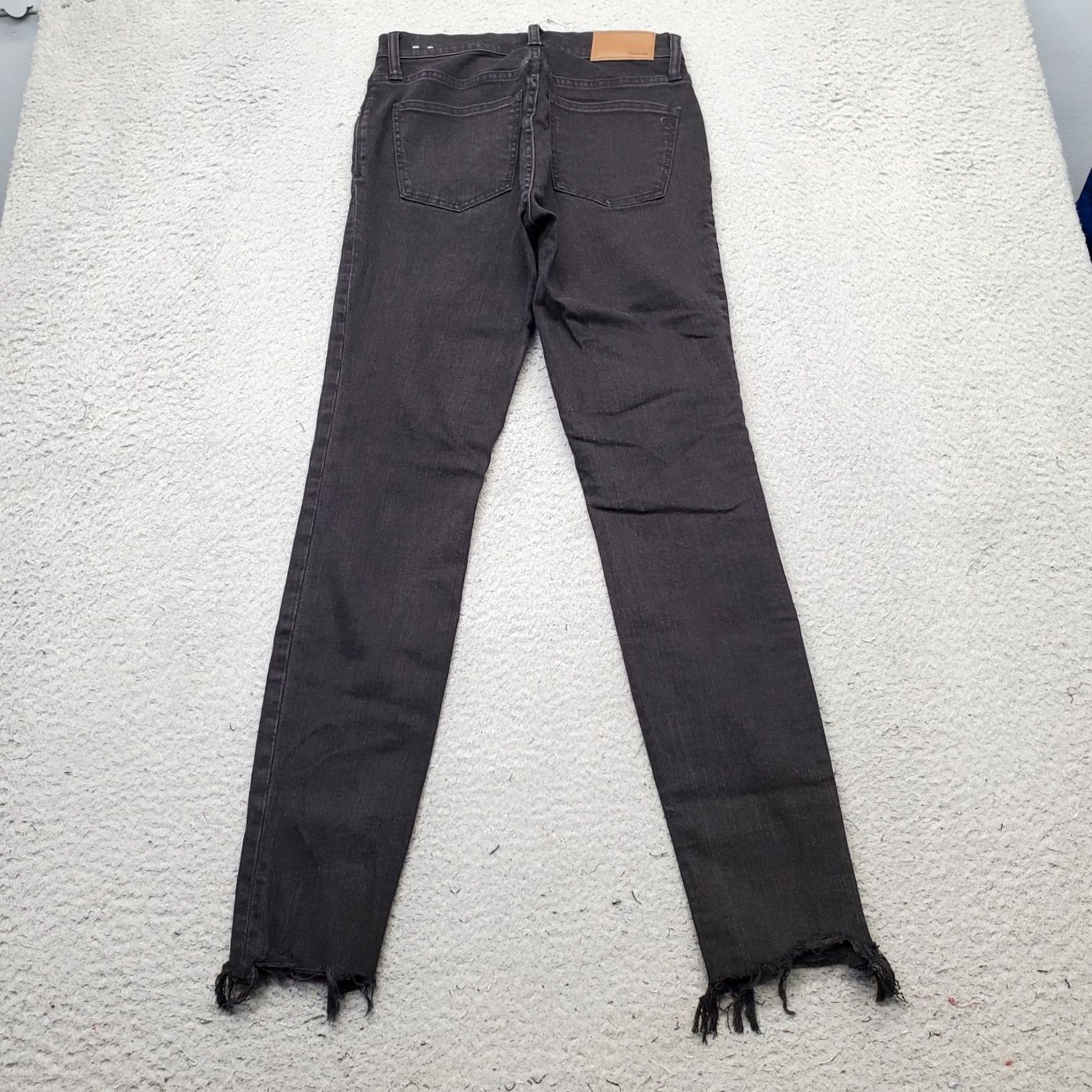 Madewell Madewell Jeans Womens 25 Black Denim 9" High Rise Skinny Button Fly Raw Hem Jeans Size 42" / US 20 - 2 Thumbnail