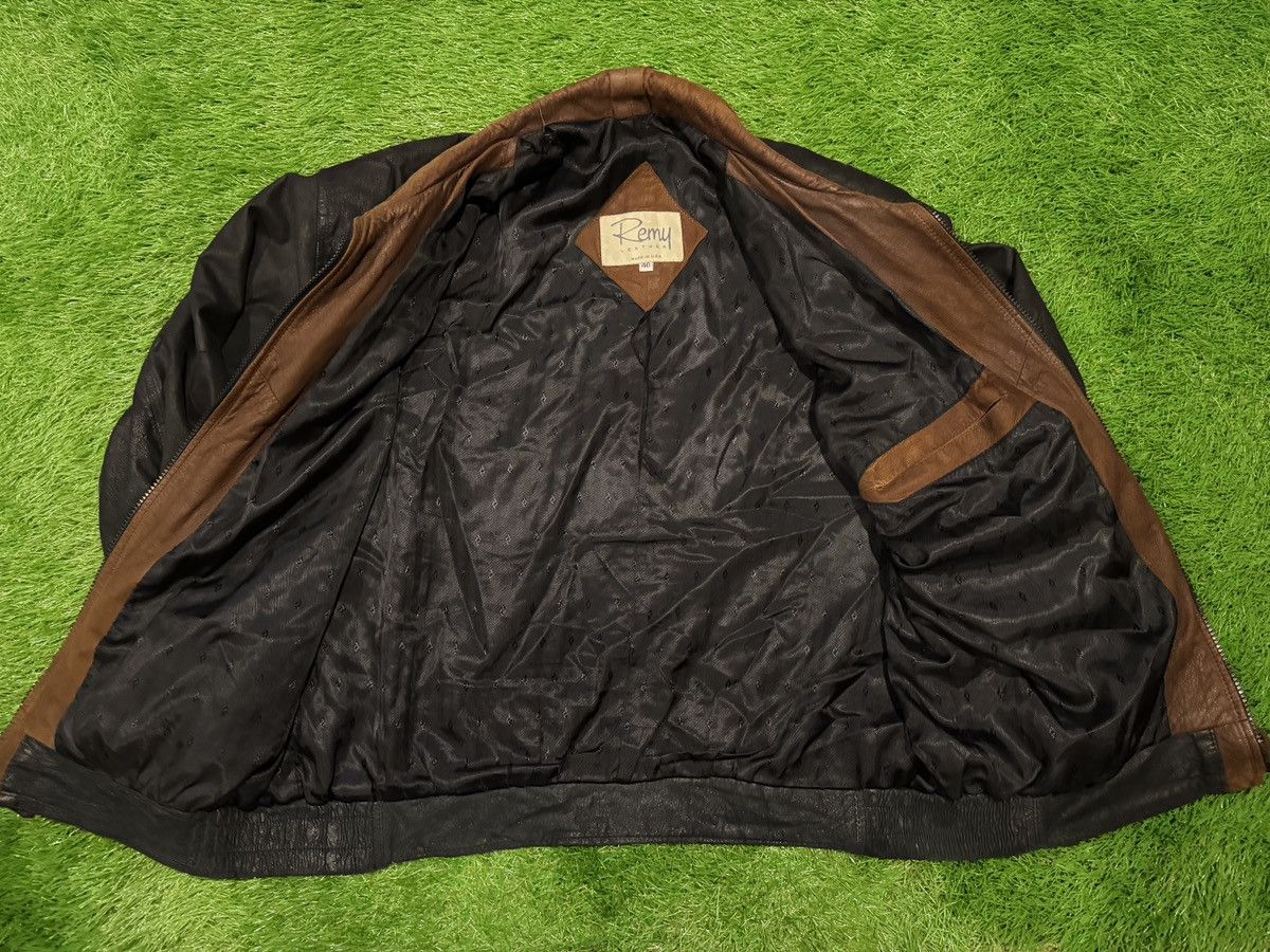 Remy VTG Remy Soft Leather Bomber Jacket Blk Brown Double Collar Size US L / EU 52-54 / 3 - 6 Thumbnail