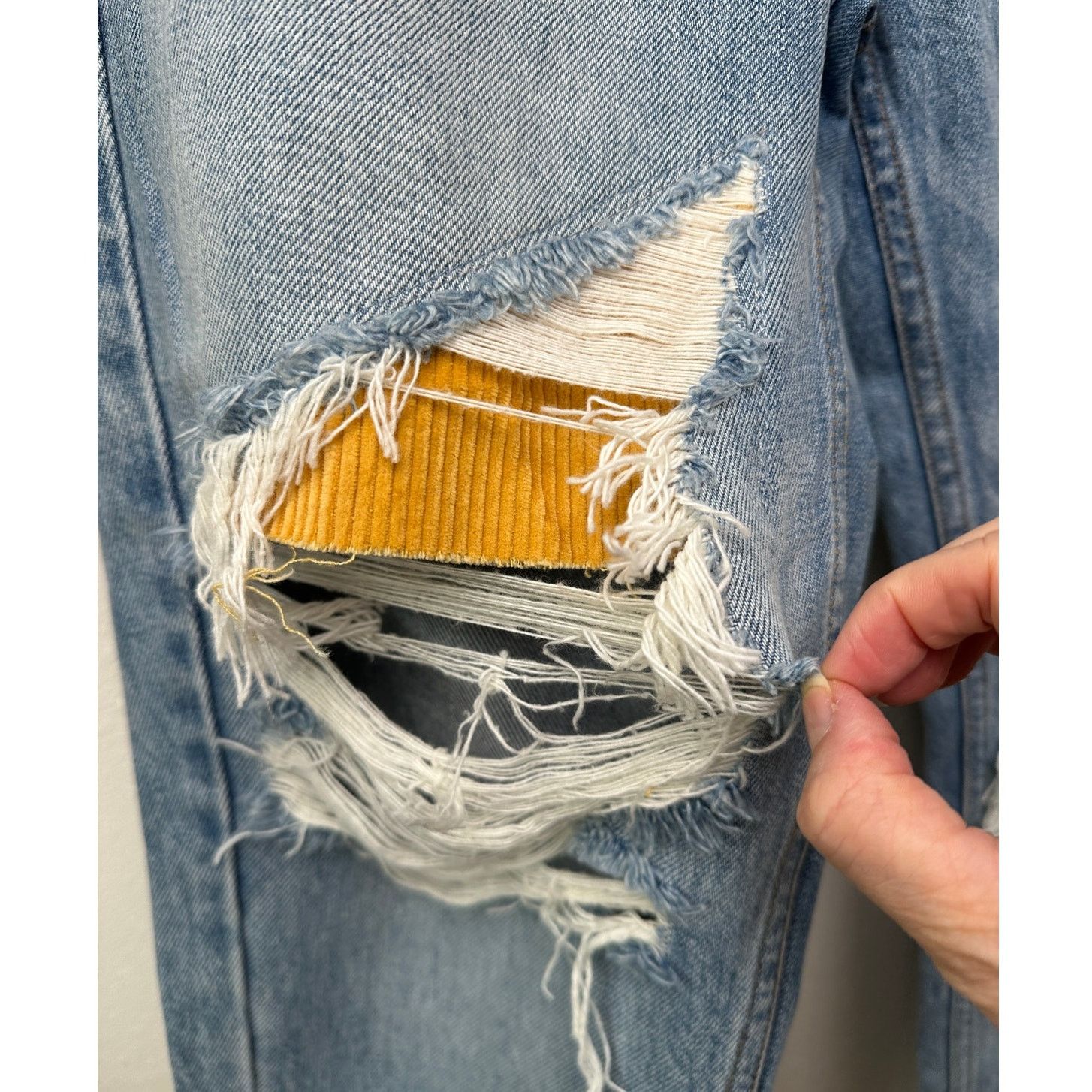 Drew House Drew House Distressed Jeans Blue Raw Hem Corduroy Patches 32 Size US 32 / EU 48 - 3 Thumbnail